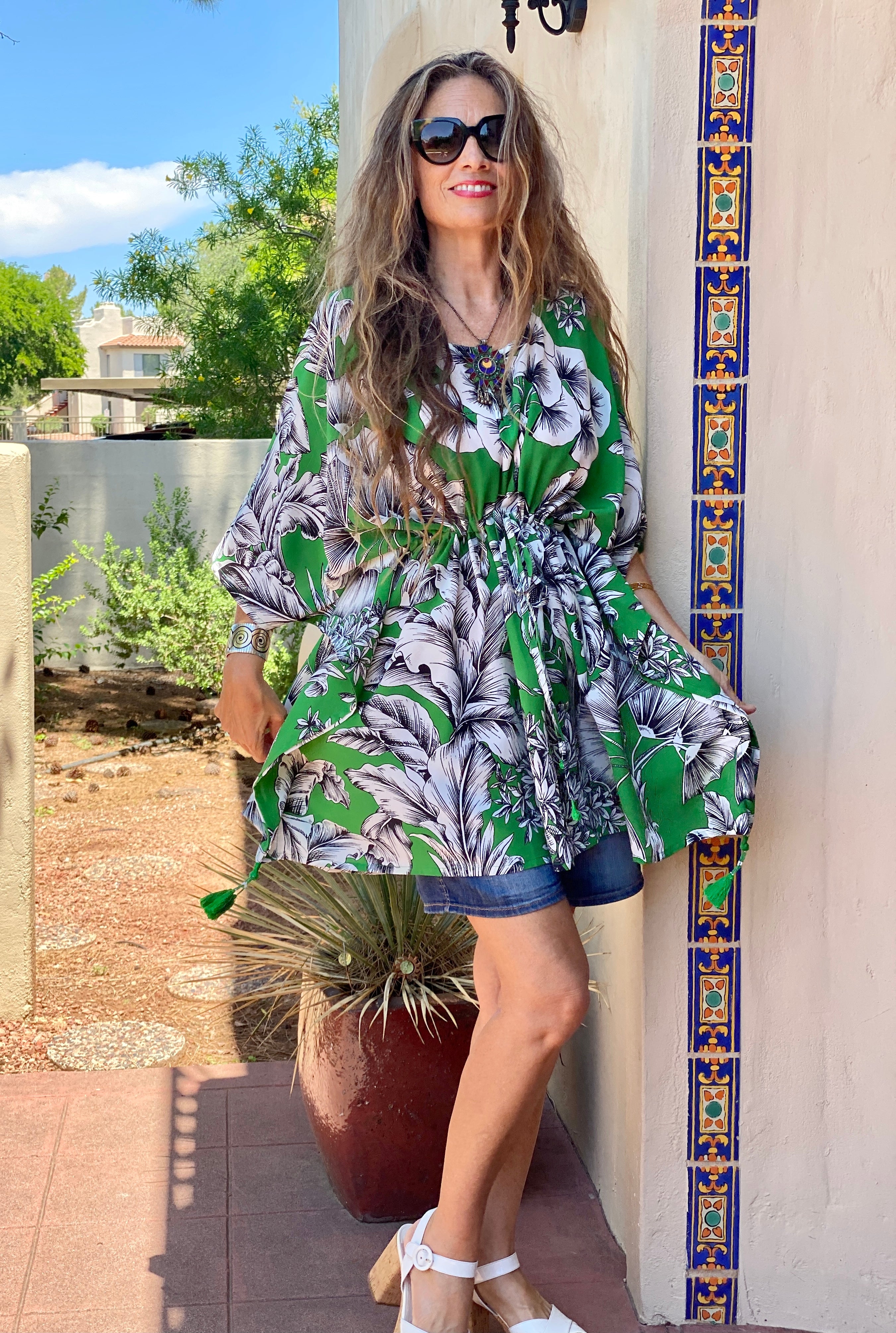 Giardino Verde Italian Silk Short Kaftan