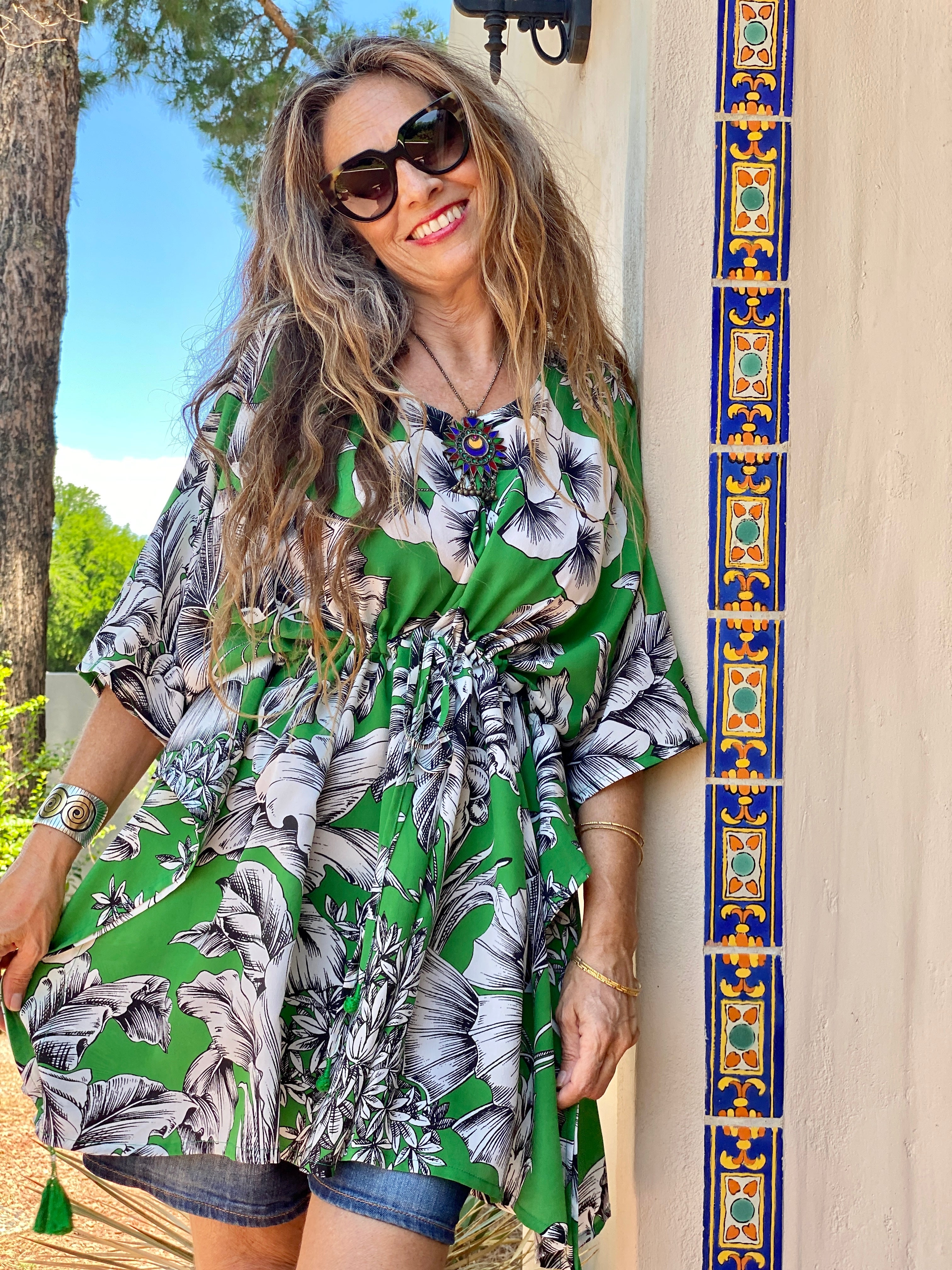 Giardino Verde Italian Silk Short Kaftan