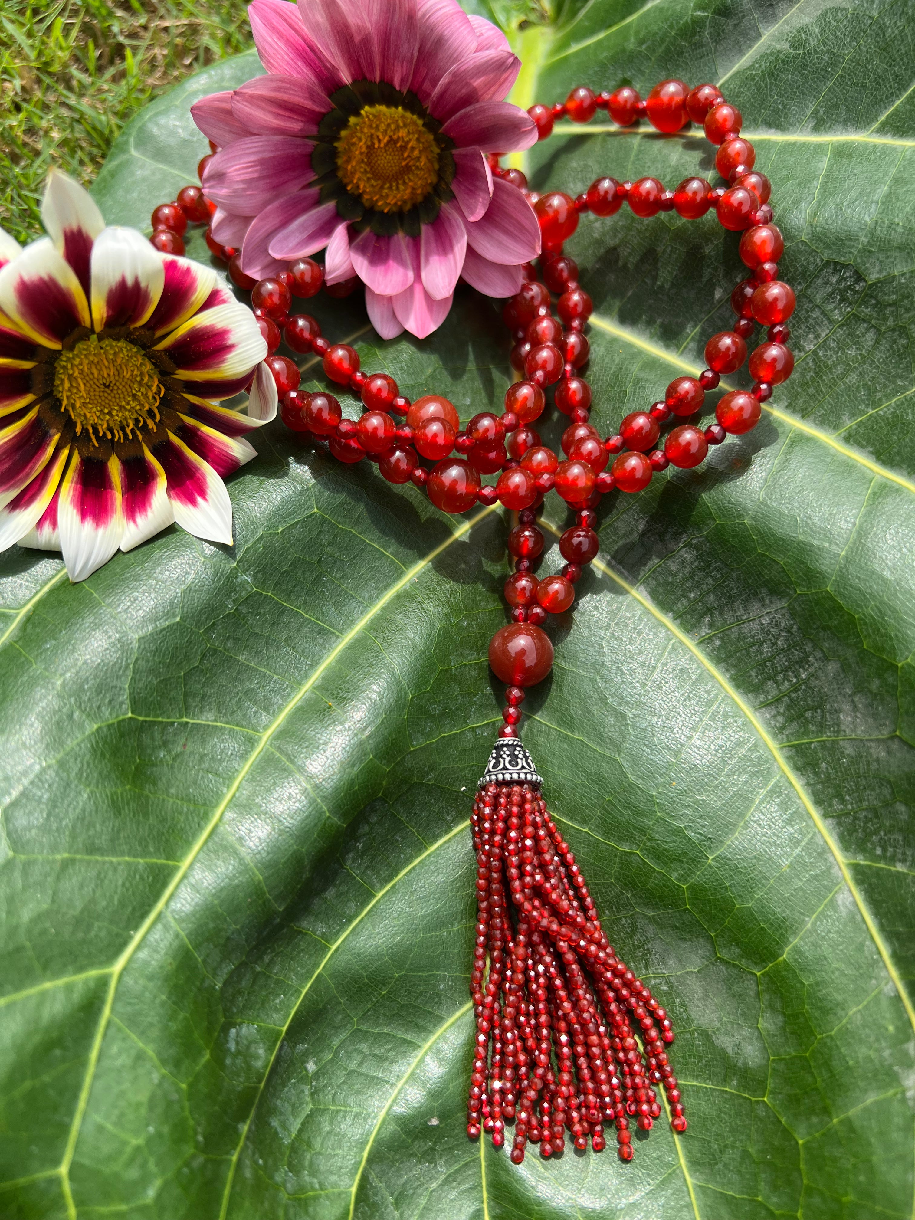Semi Precious Carnelian Mala Necklace