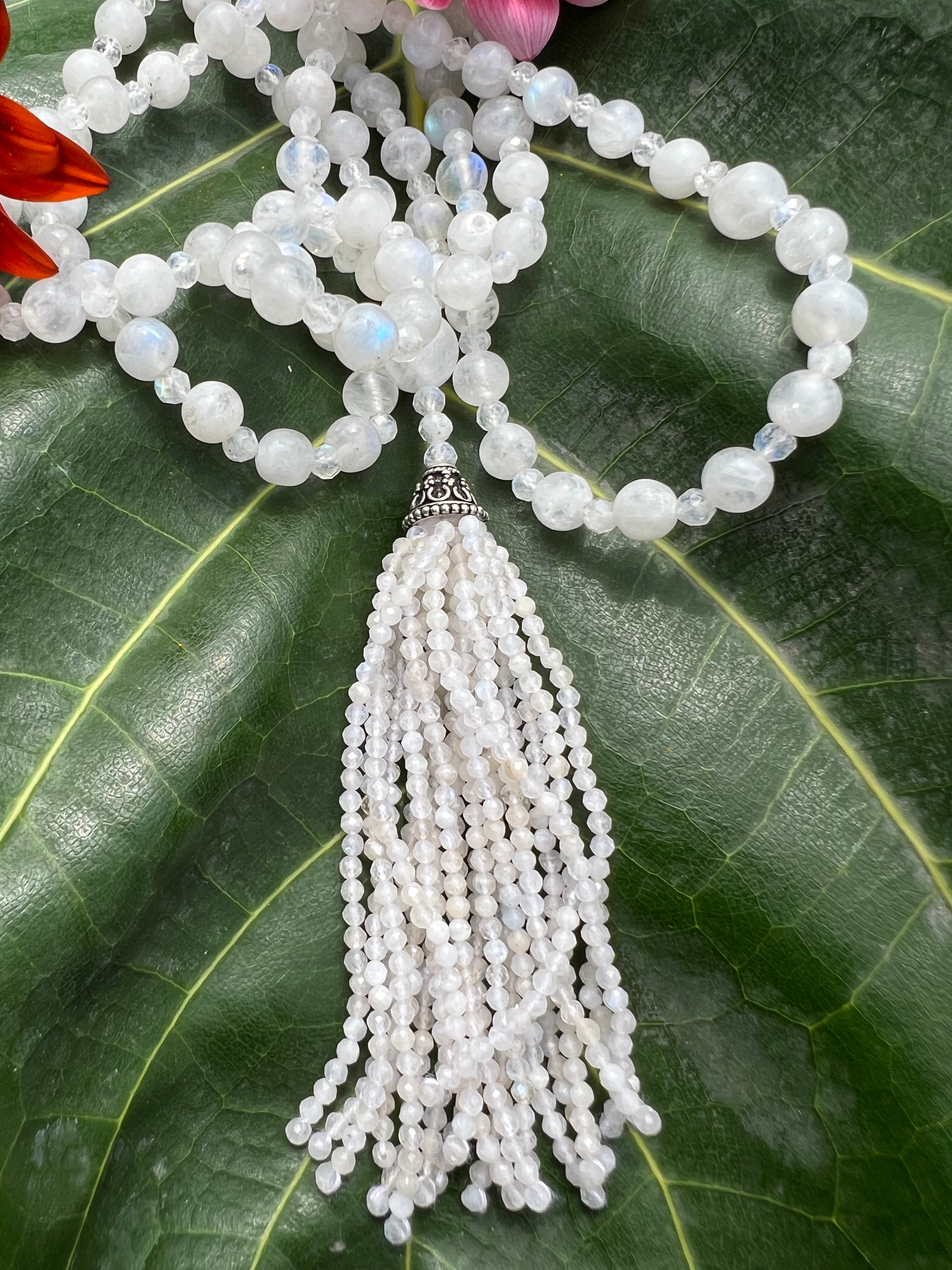 Semi Precious Rainbow Moonstone Mala