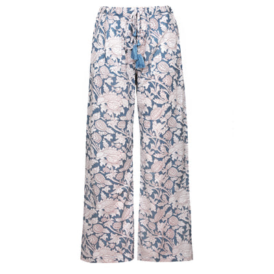 Laura Pewter Floral Cotton Lounge Pants Final Sale