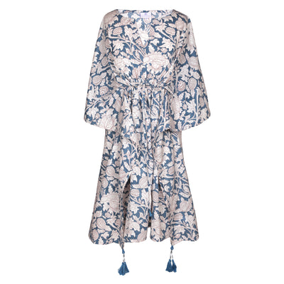 Laura Pewter Floral Midi Kaftan Dress