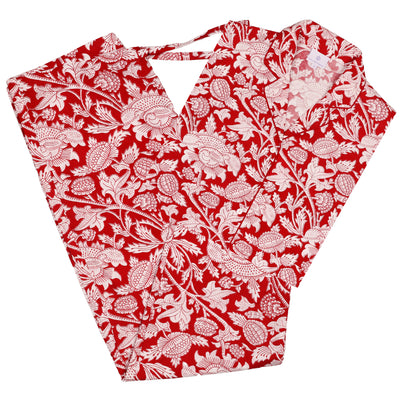 Laura Red Floral Cotton Pajamas Long Sleeve Store Credit