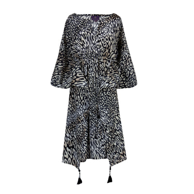 Leopardo Italian Silk Crepe Midi Kaftan Dress