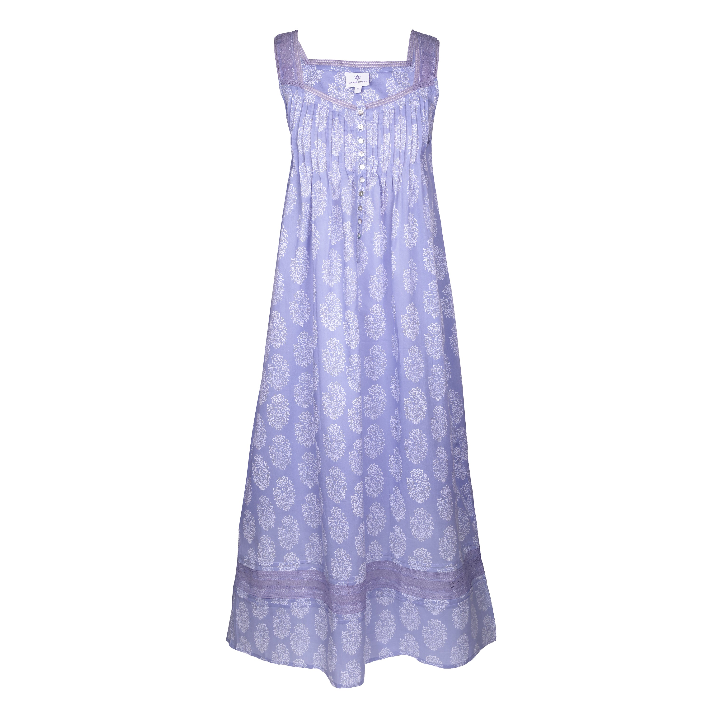 Lilac Long Cotton Sleeveless night gown