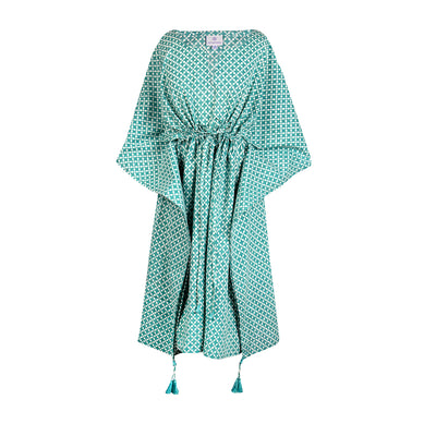 Mykonos Aqua Midi Kaftan Dress