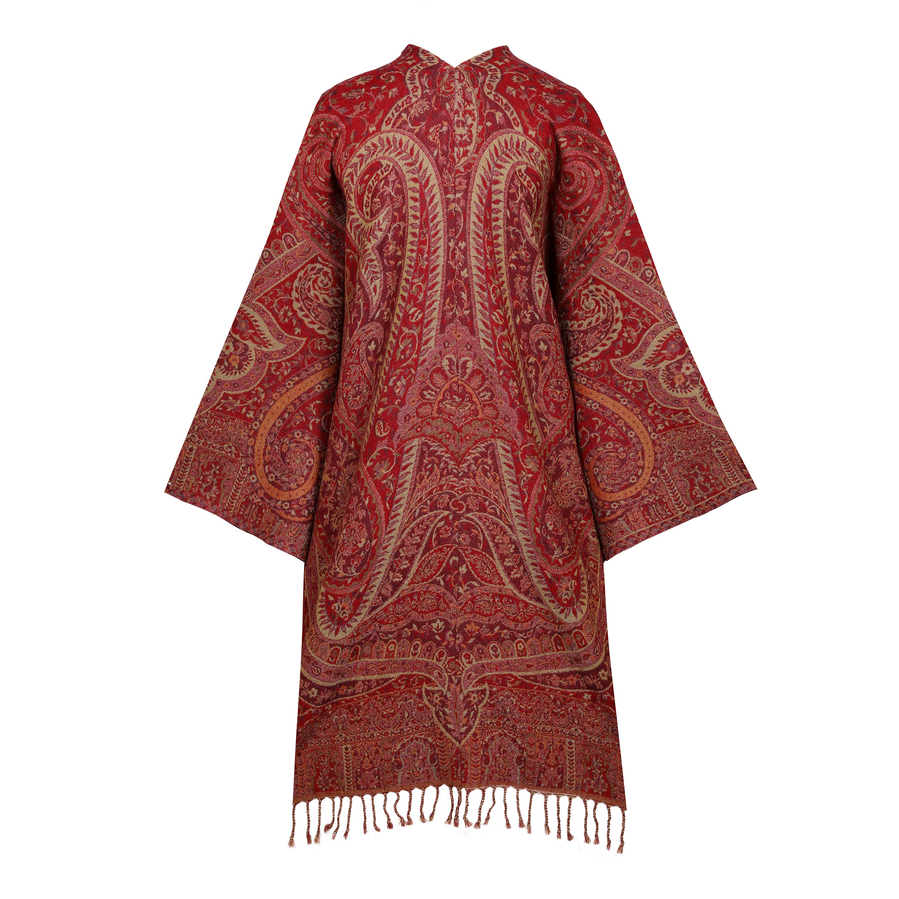 Magnifico Medici Paisley Boiled Wool Kimono Coat Reversible