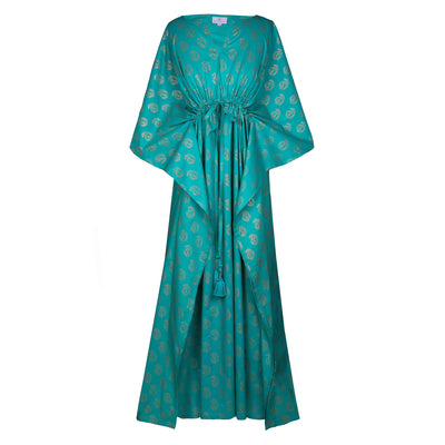 Meera Turquoise Paisley Maxi Kaftan Dress