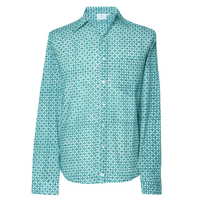 Mykonos Aqua Men's Long Sleeve Button Up Shirt