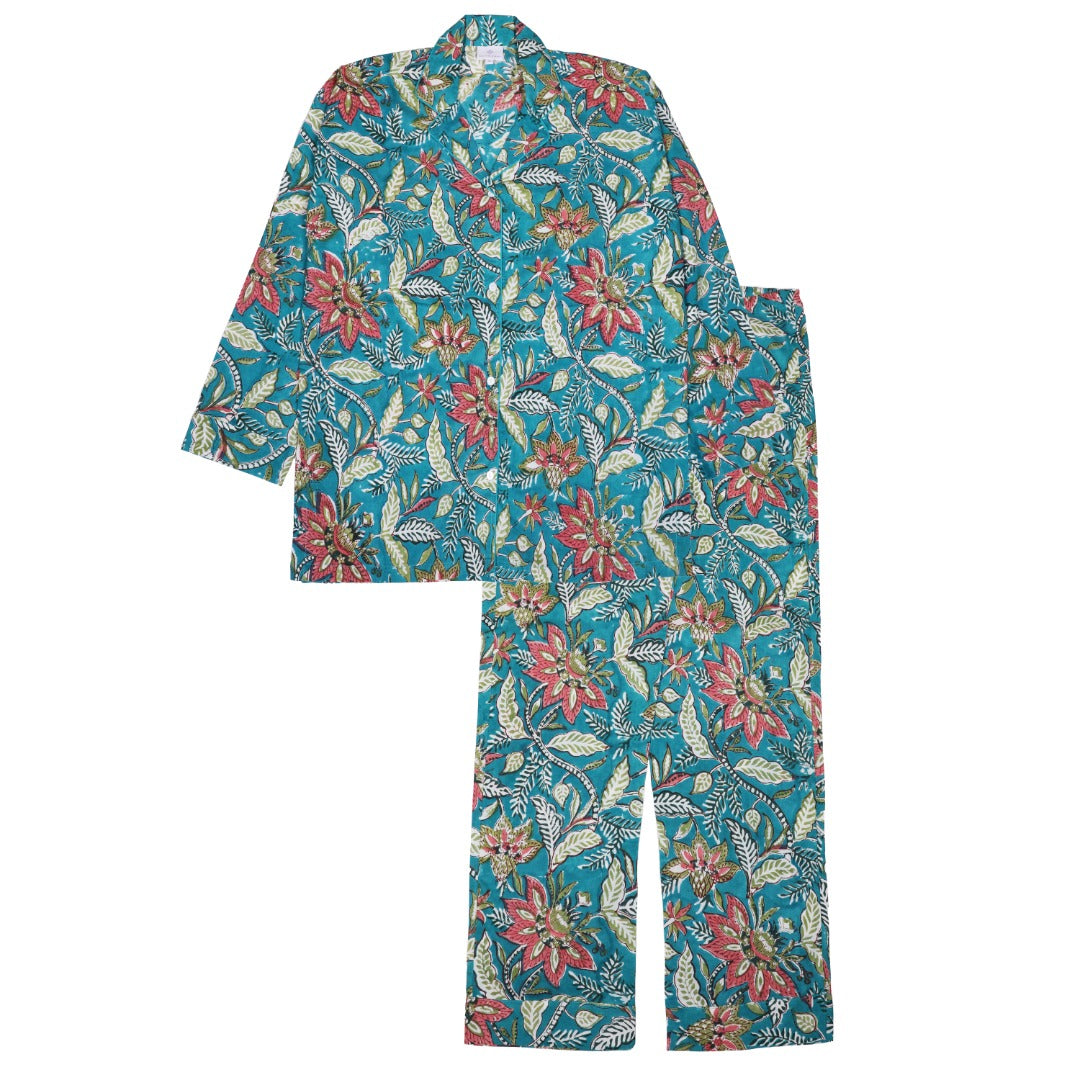 Catherine Long Sleeve Cotton Pajamas Hand Printed