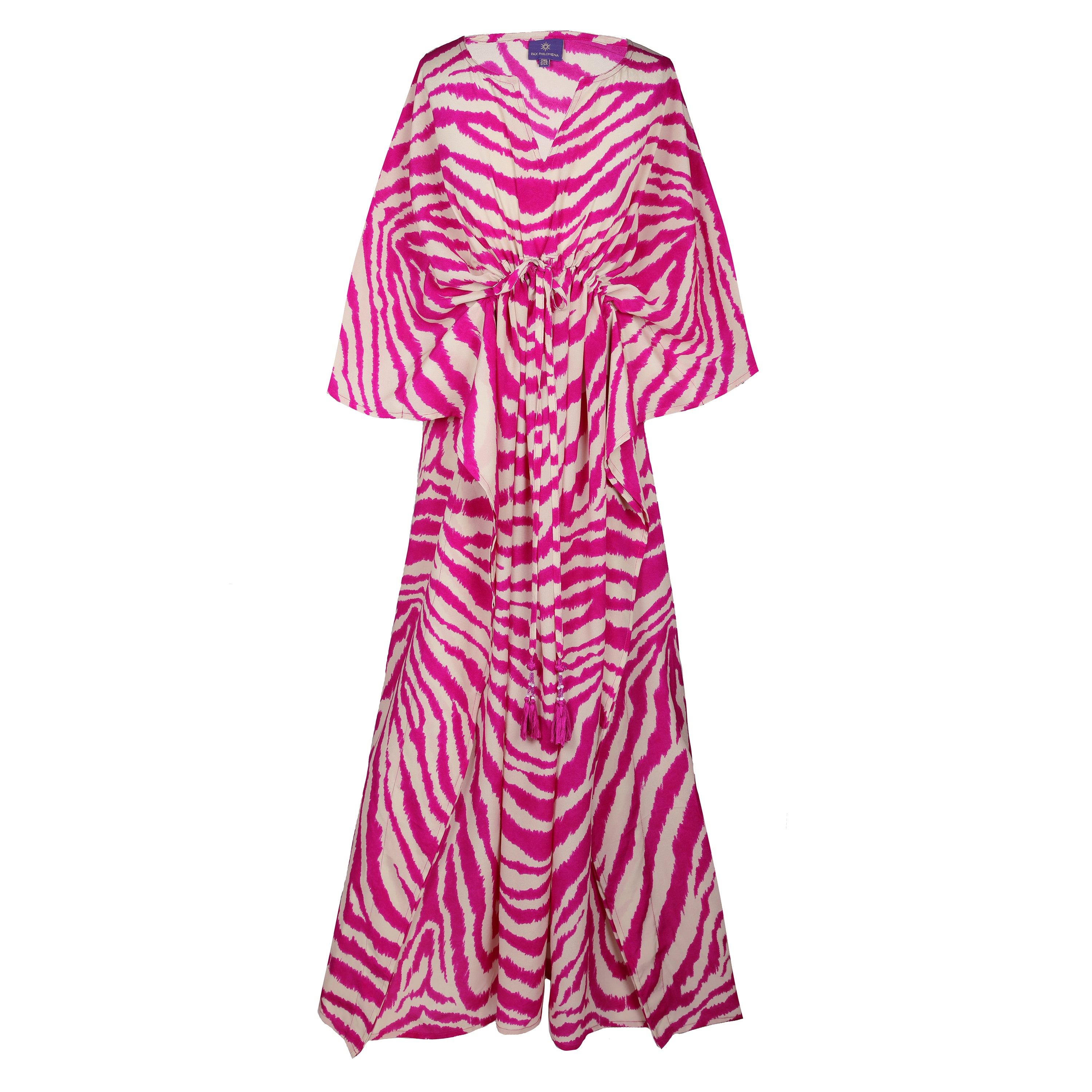 Zebra Fuchsia Italian Silk Maxi Kaftan