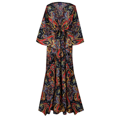 Prima Donna Paisley Italian Silk Maxi Kaftan Dress