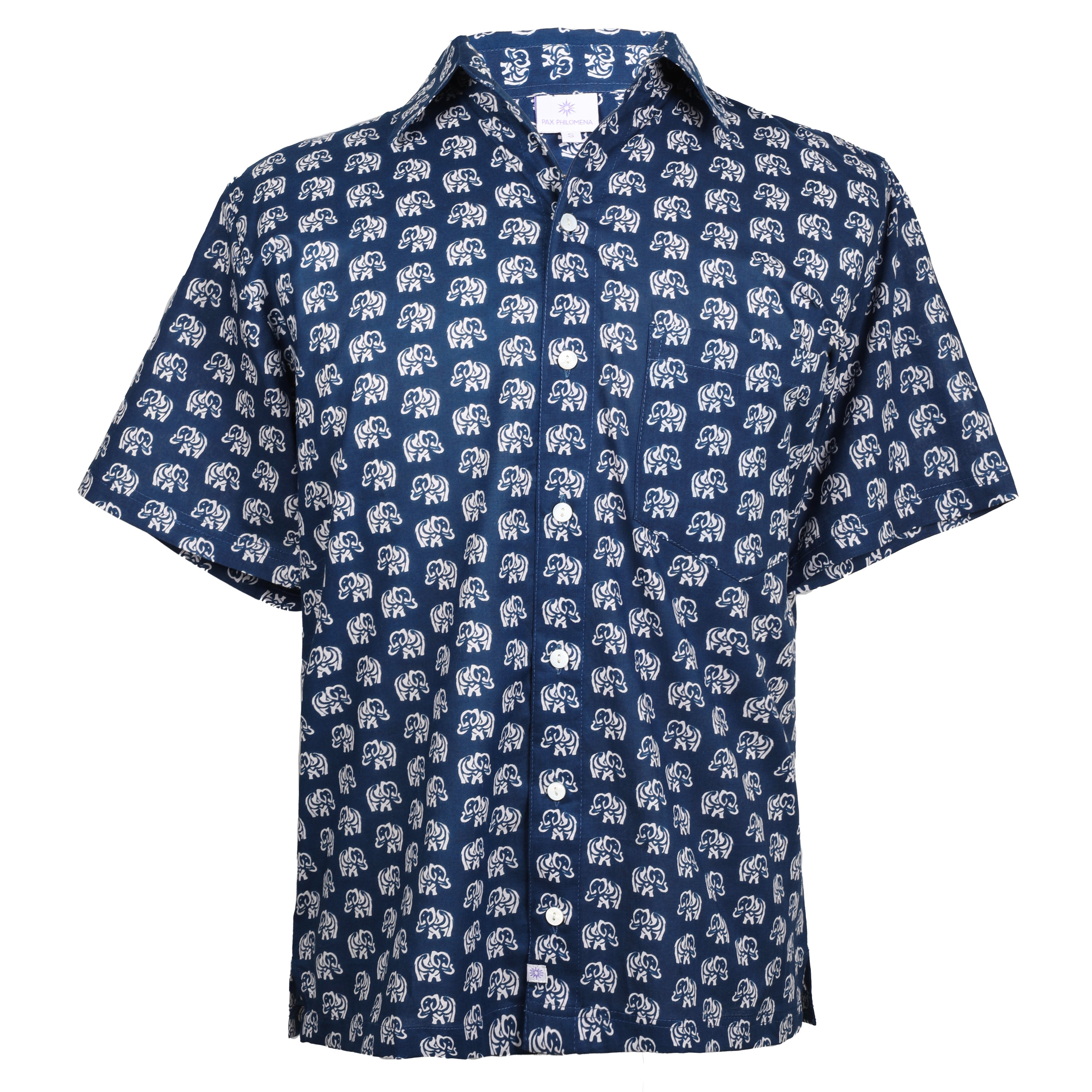 Navy Raja Short Sleeve Men's Shirt