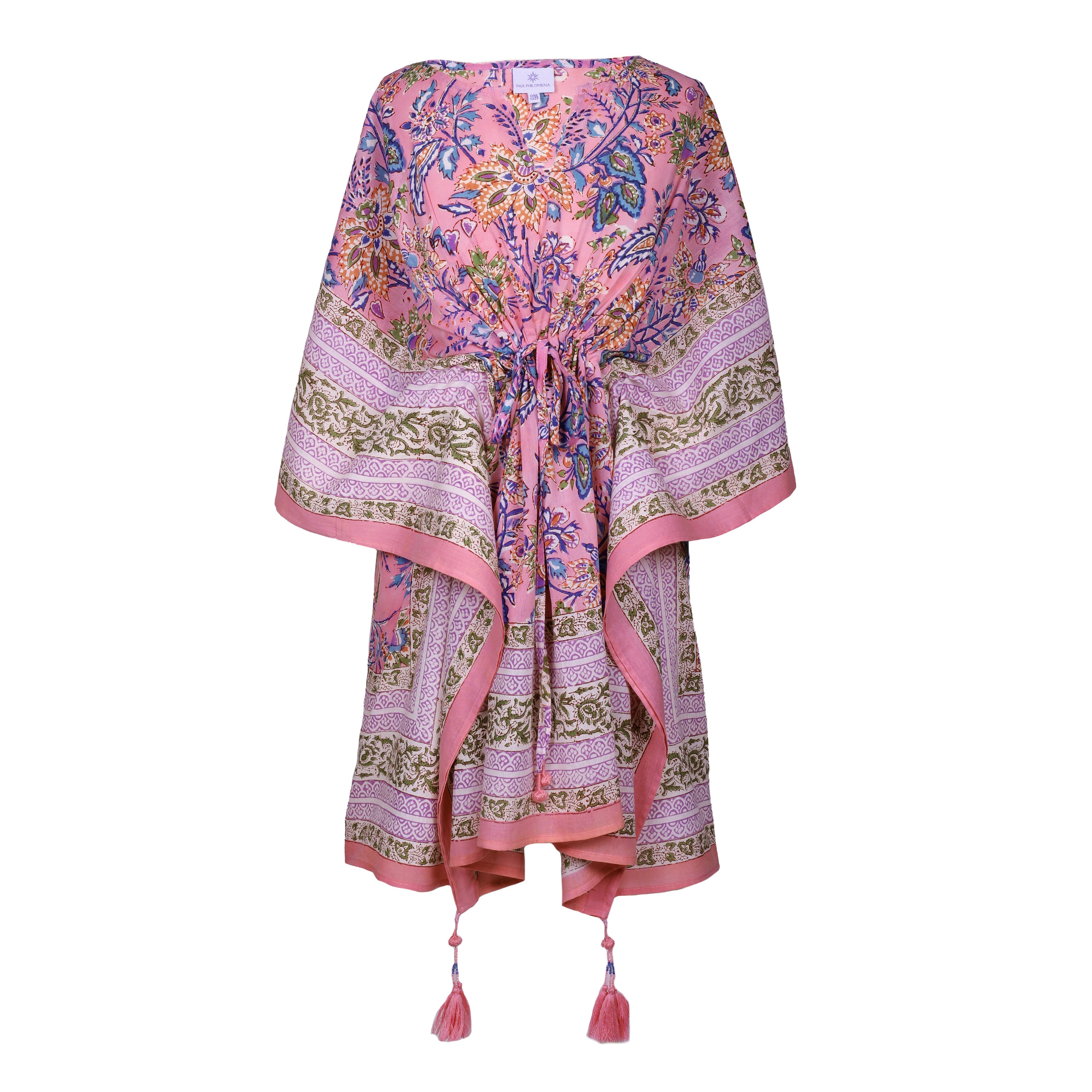 Rosa Tropicale Short Cotton Kaftan