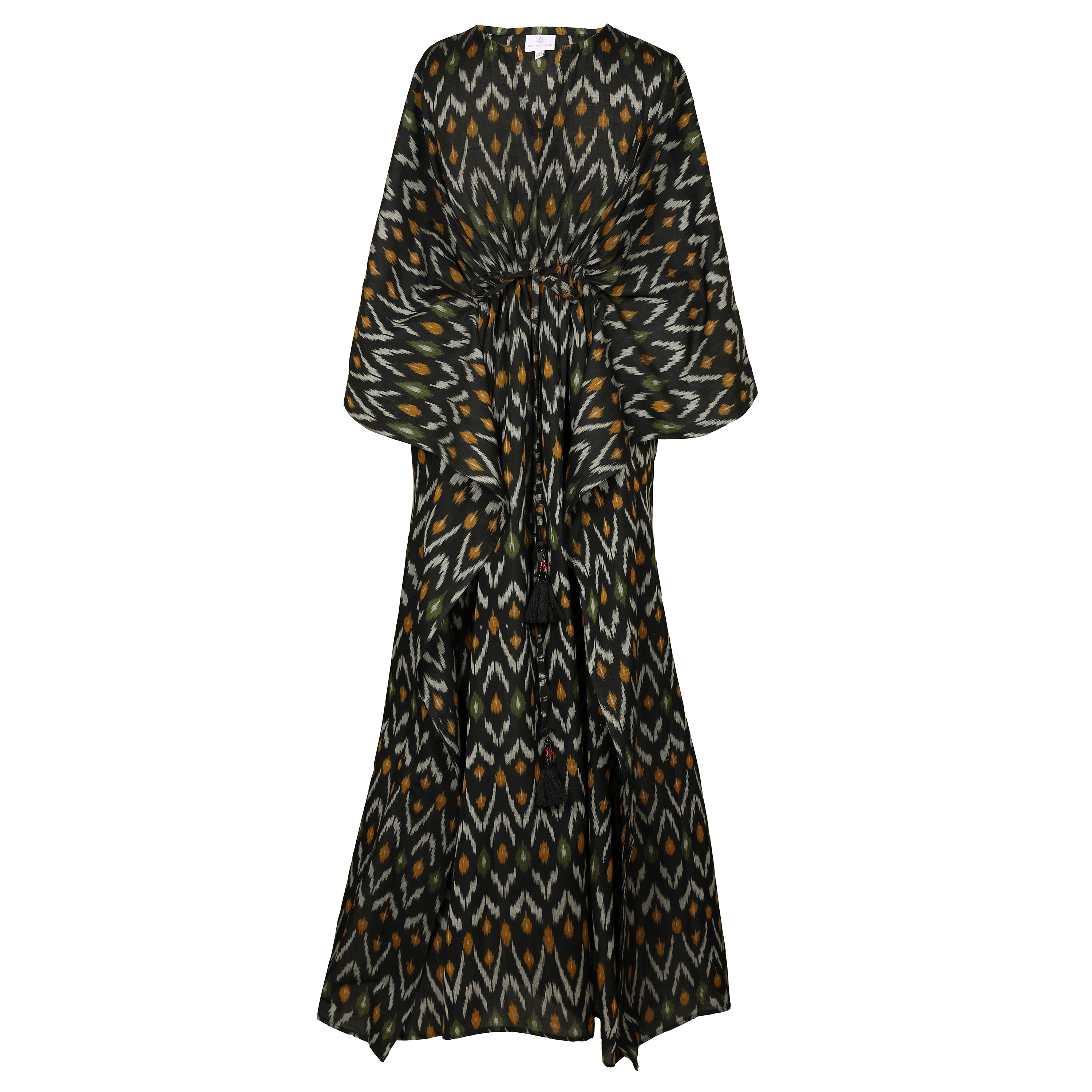 Samarkand Cotton Ikat Maxi Kaftan Dress