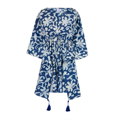 Sarah Short Cotton Indigo Kaftan