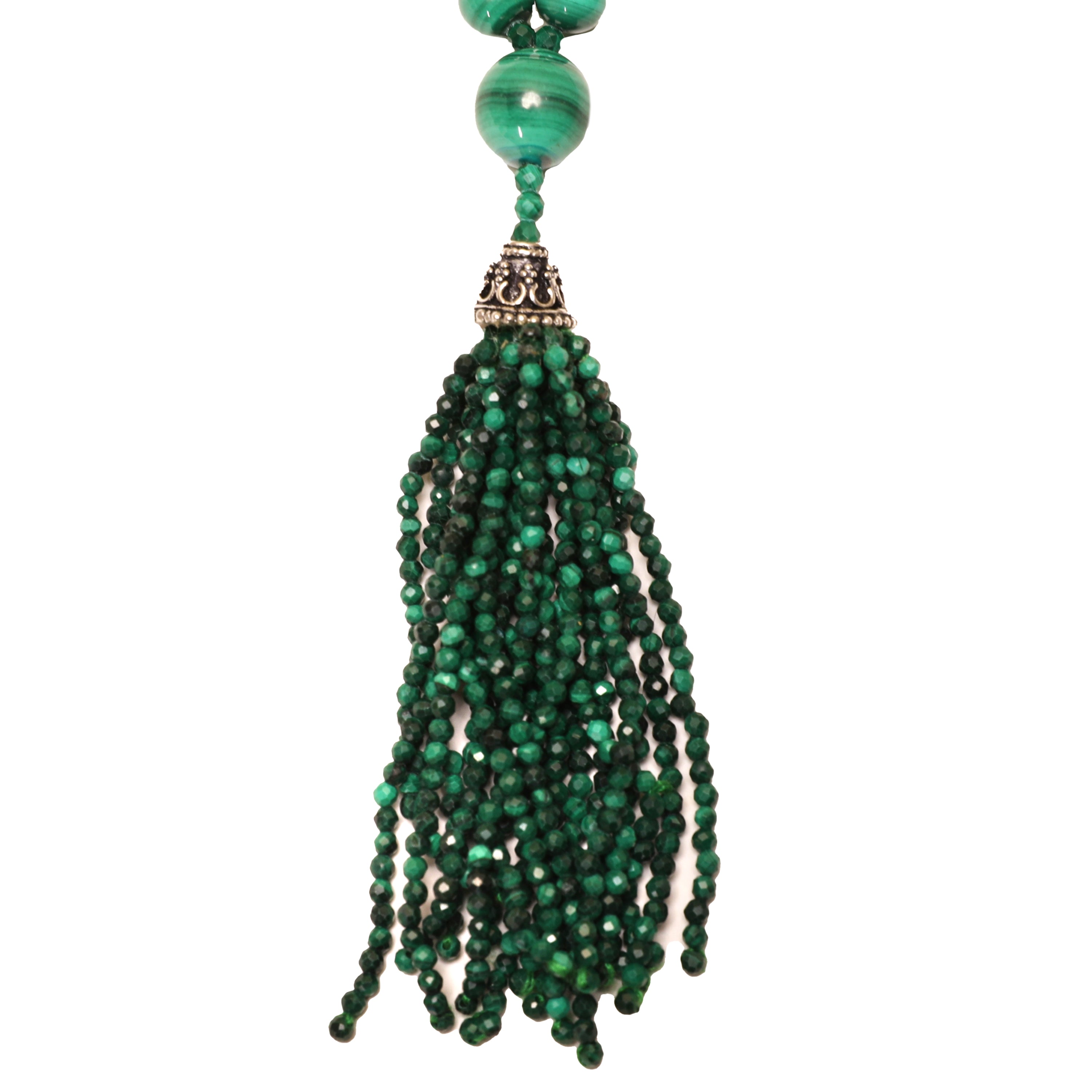 Semi Precious Malachite Mala Necklace