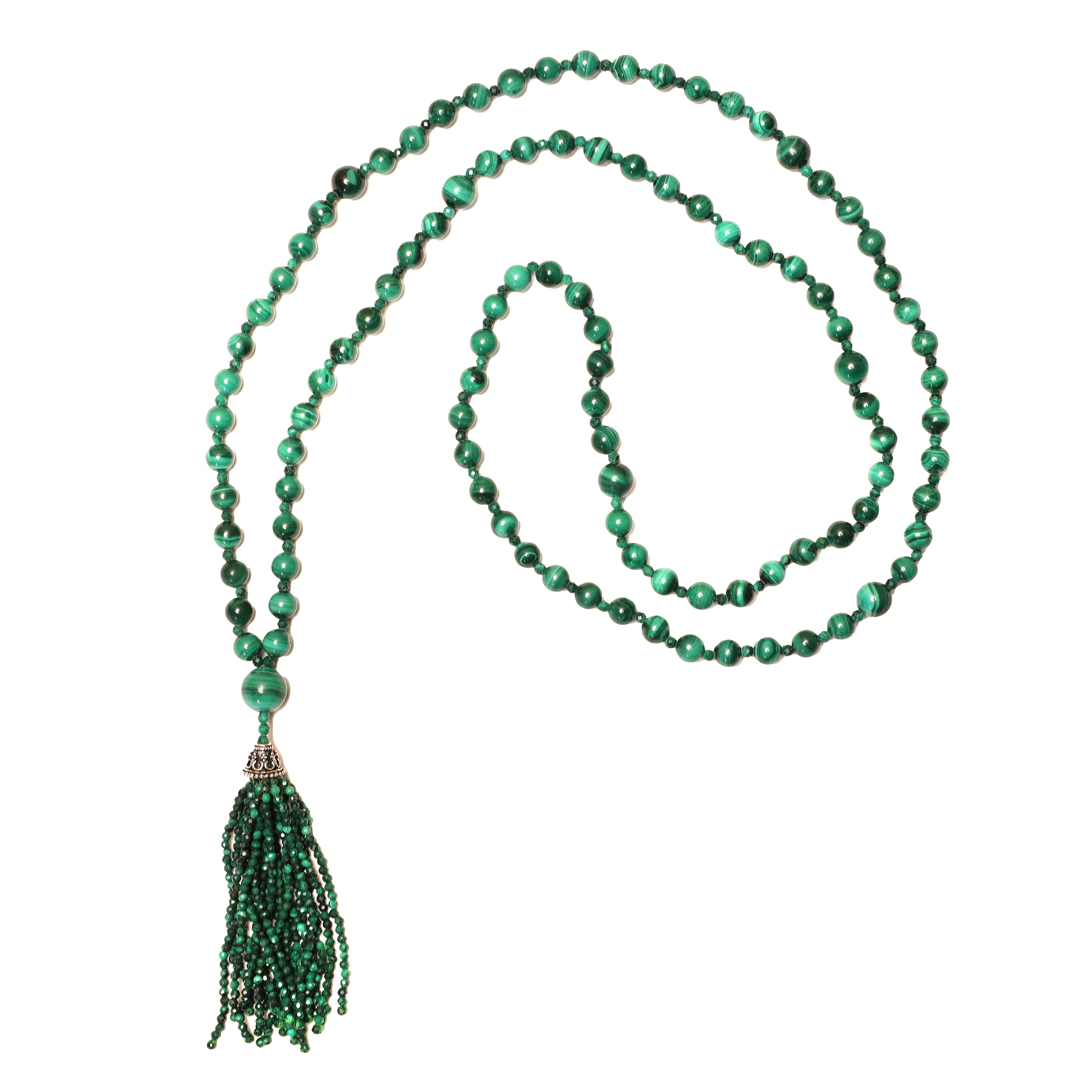 Semi Precious Malachite Mala Necklace