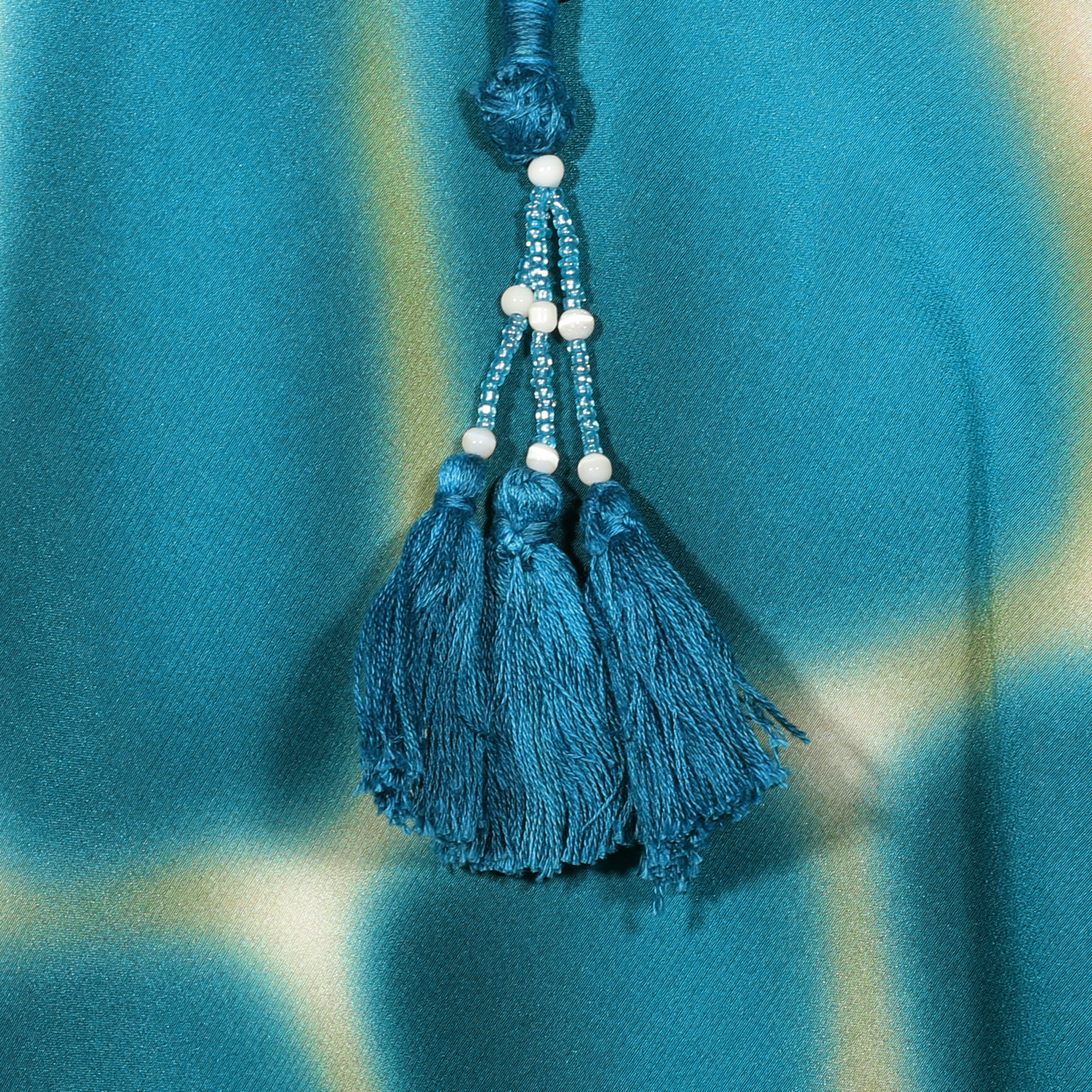 Zirafa Giraffa Teal Italian Silk Short Kaftan