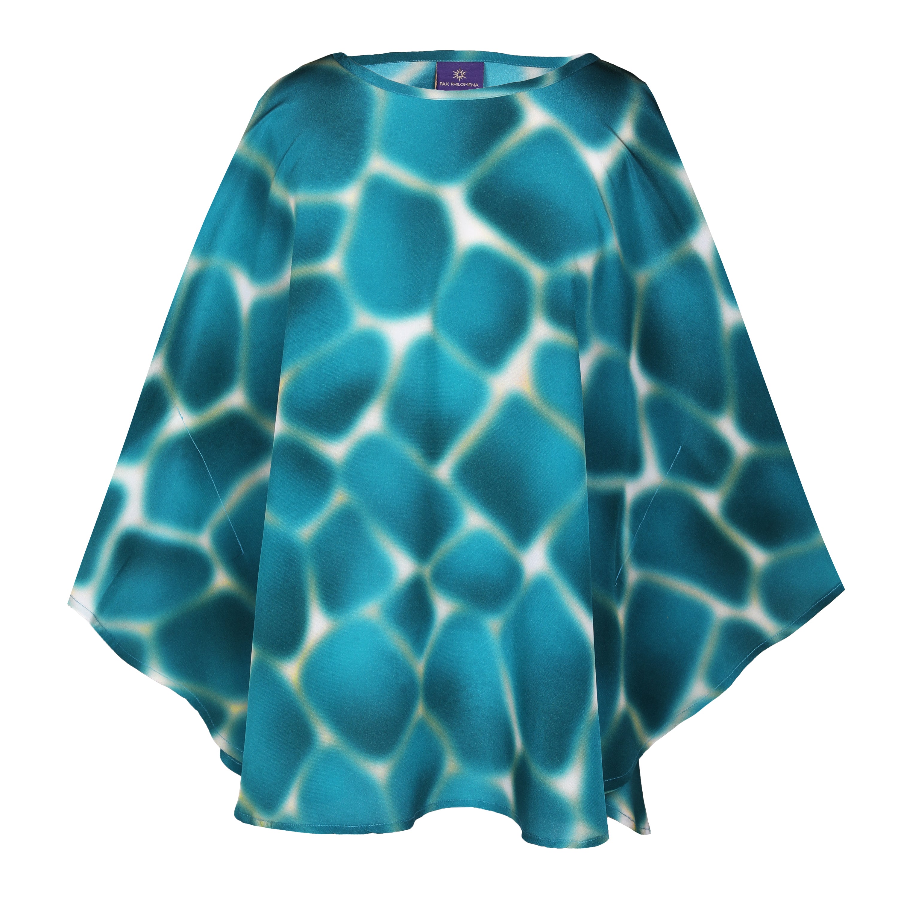 Zirafa Giraffa Teal Poncho Italian Silk