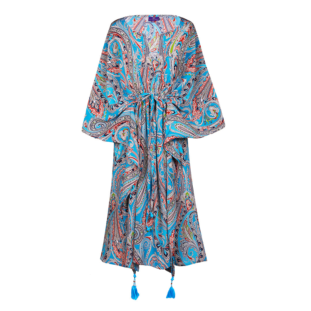 Turquoise Principessa Paisley Midi Italian Silk