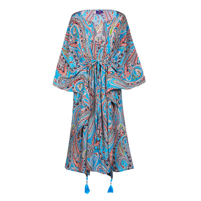 Turquoise Principessa Paisley Midi Italian Silk