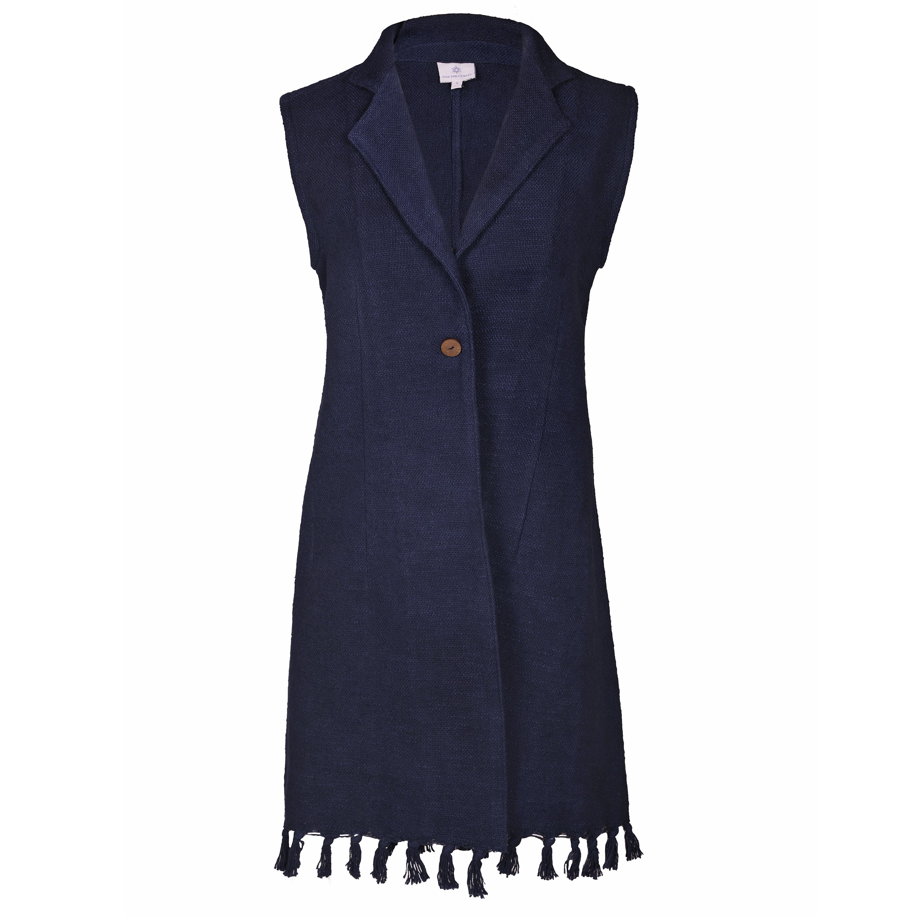 Wild West Navy Blue Fringed Vest