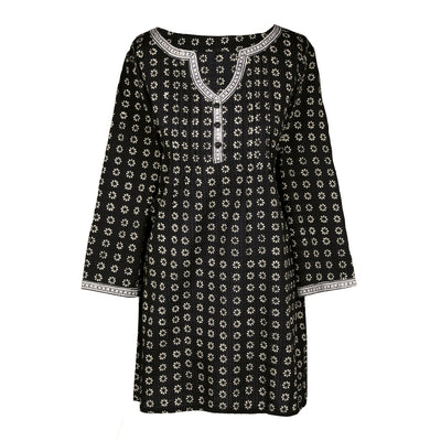 Manisha Black Floral Cotton Tunic