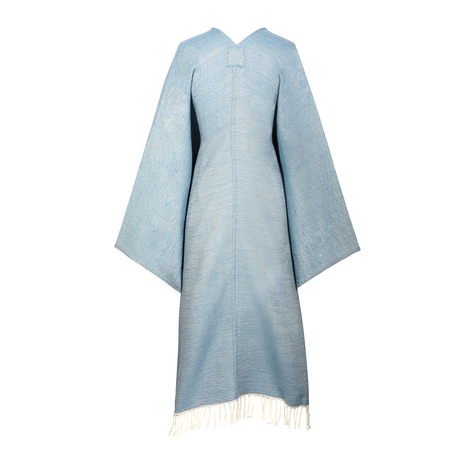 Bluette/Beige Boiled Wool Kimono Coat Reversible