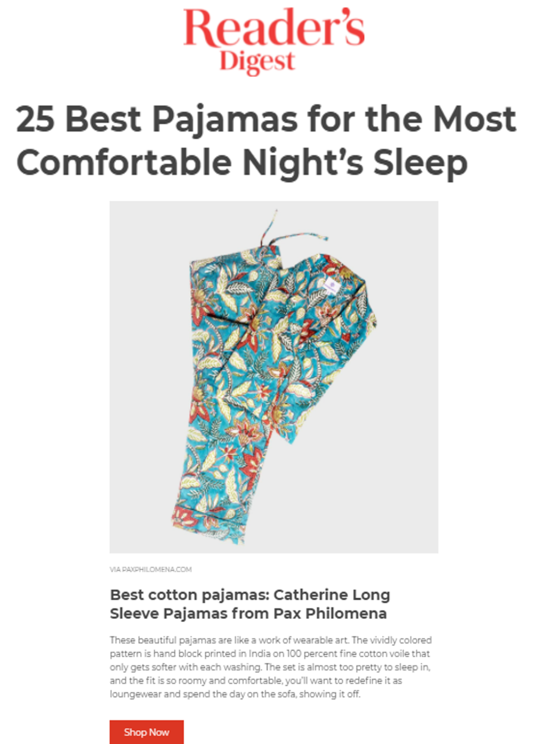 Catherine Long Sleeve Cotton Pajamas