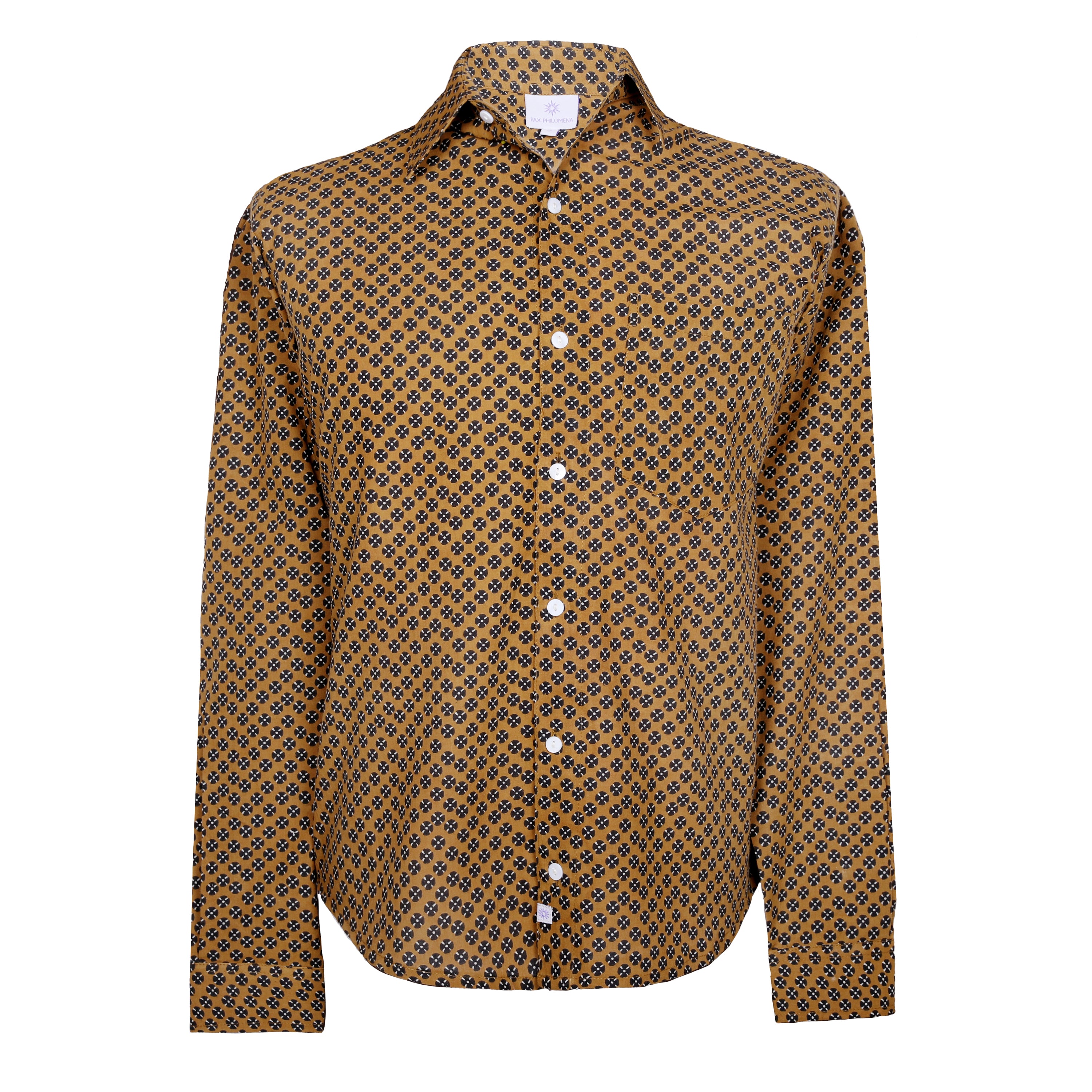 Tan long sleeve men's cotton shirt