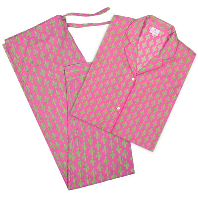 Prickly Pax Pink Cactus Pajamas Long Sleeve Hand Printed