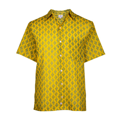 Prickly Pax Cactus Short Sleeve Men's Button Up Shirt