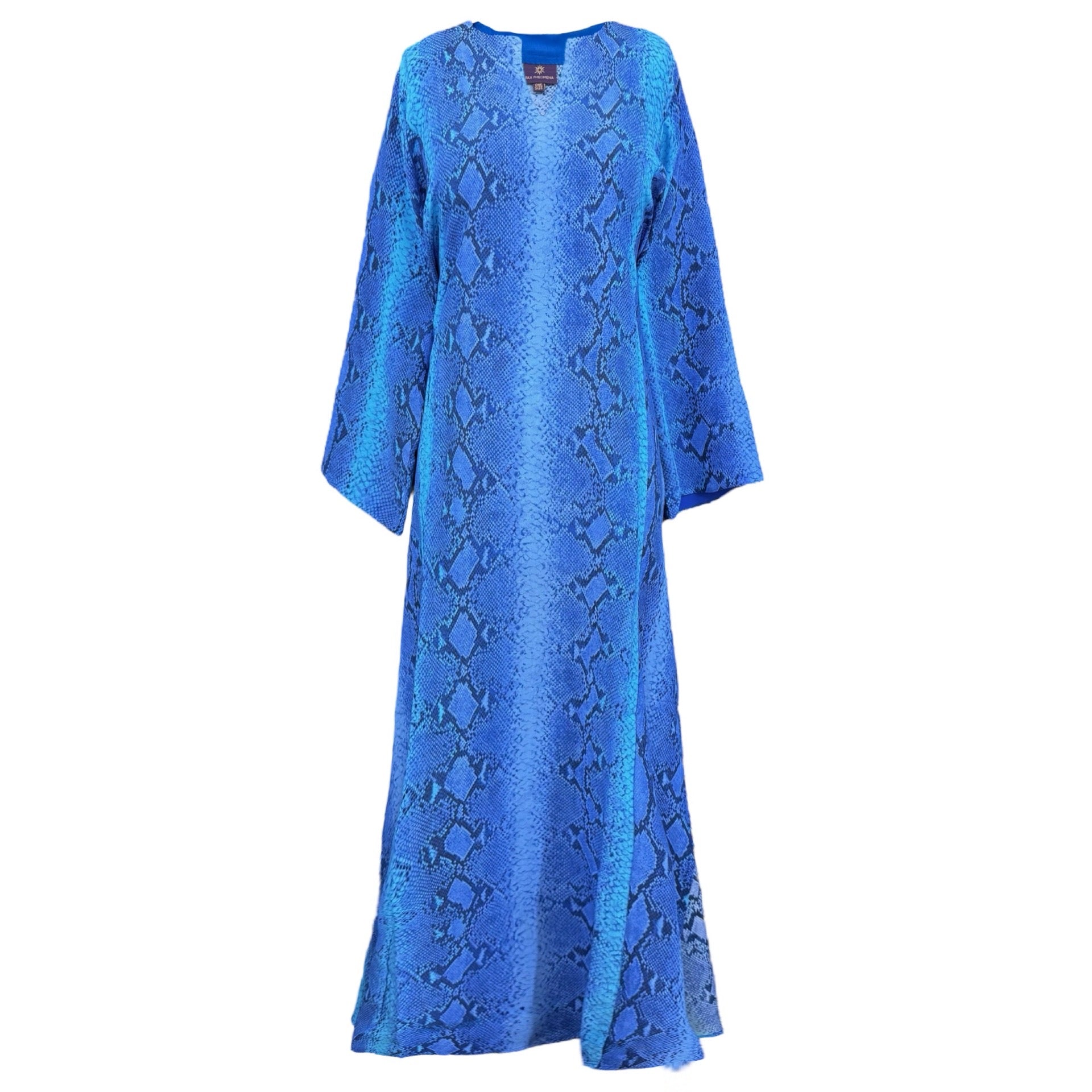 Cobalt Blue Serpente Italian Silk Long Tunic