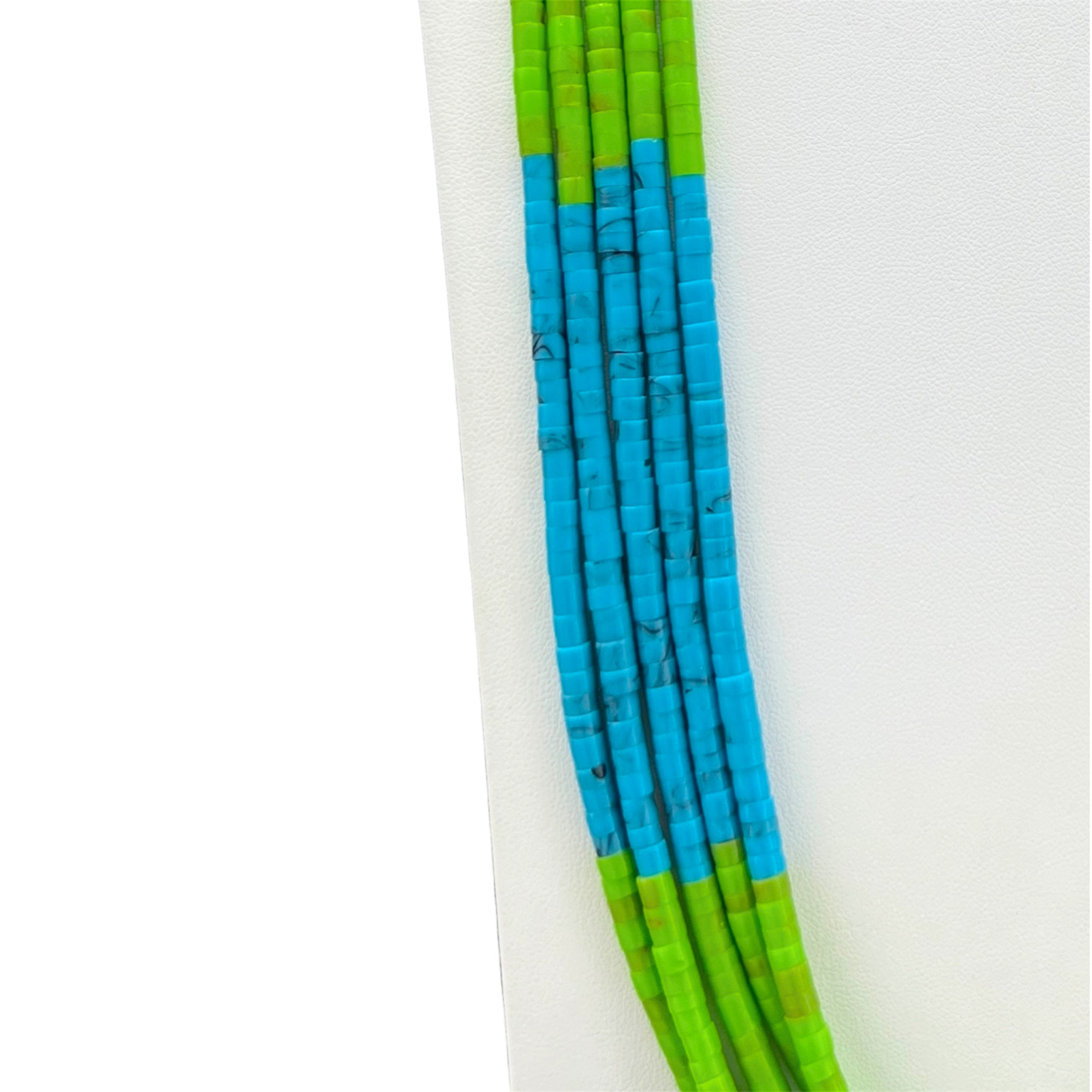 Gaspeite and Turquoise Heishi Five Strand Necklace Santo Domingo