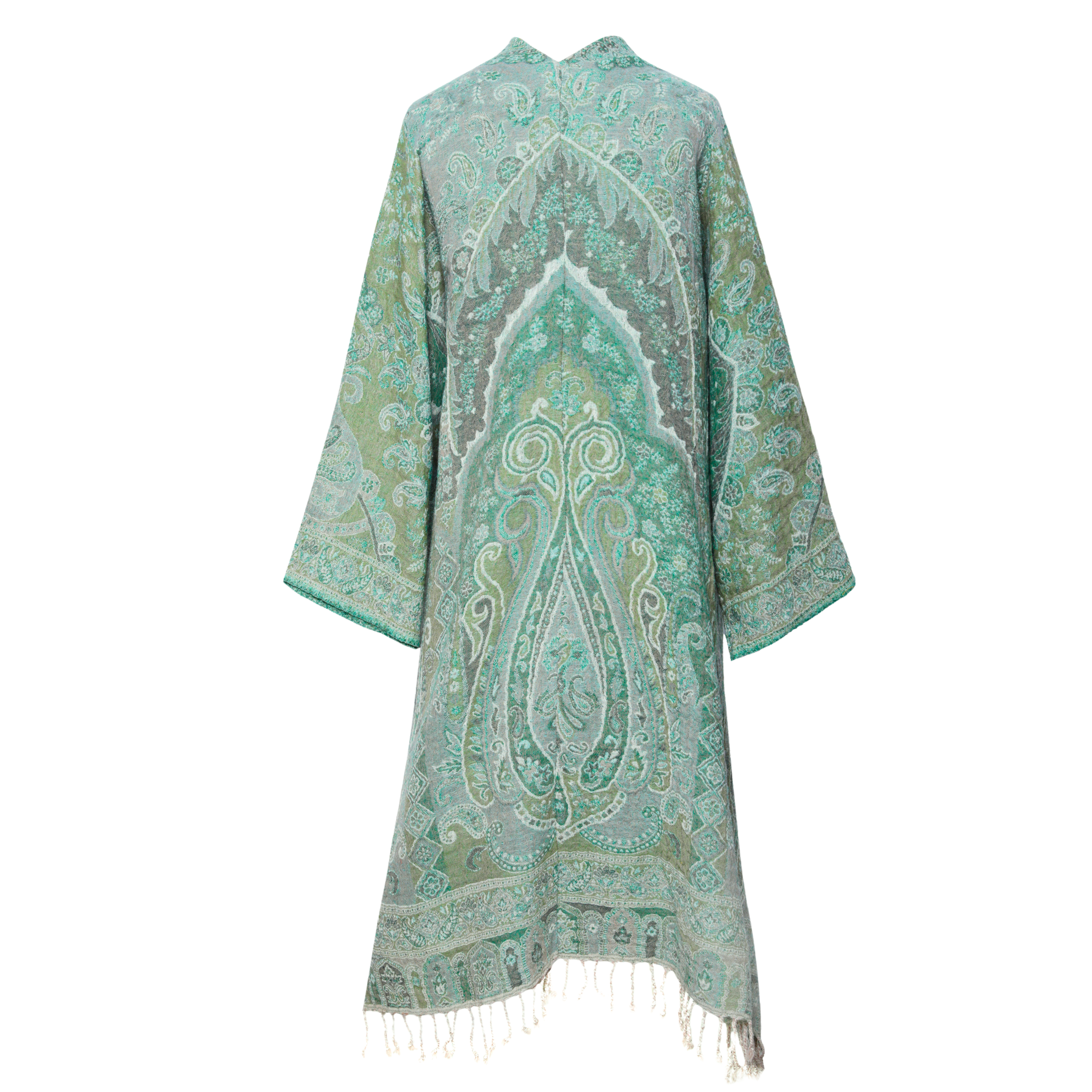 Hara Green Paisley Boiled Wool Kimono Coat