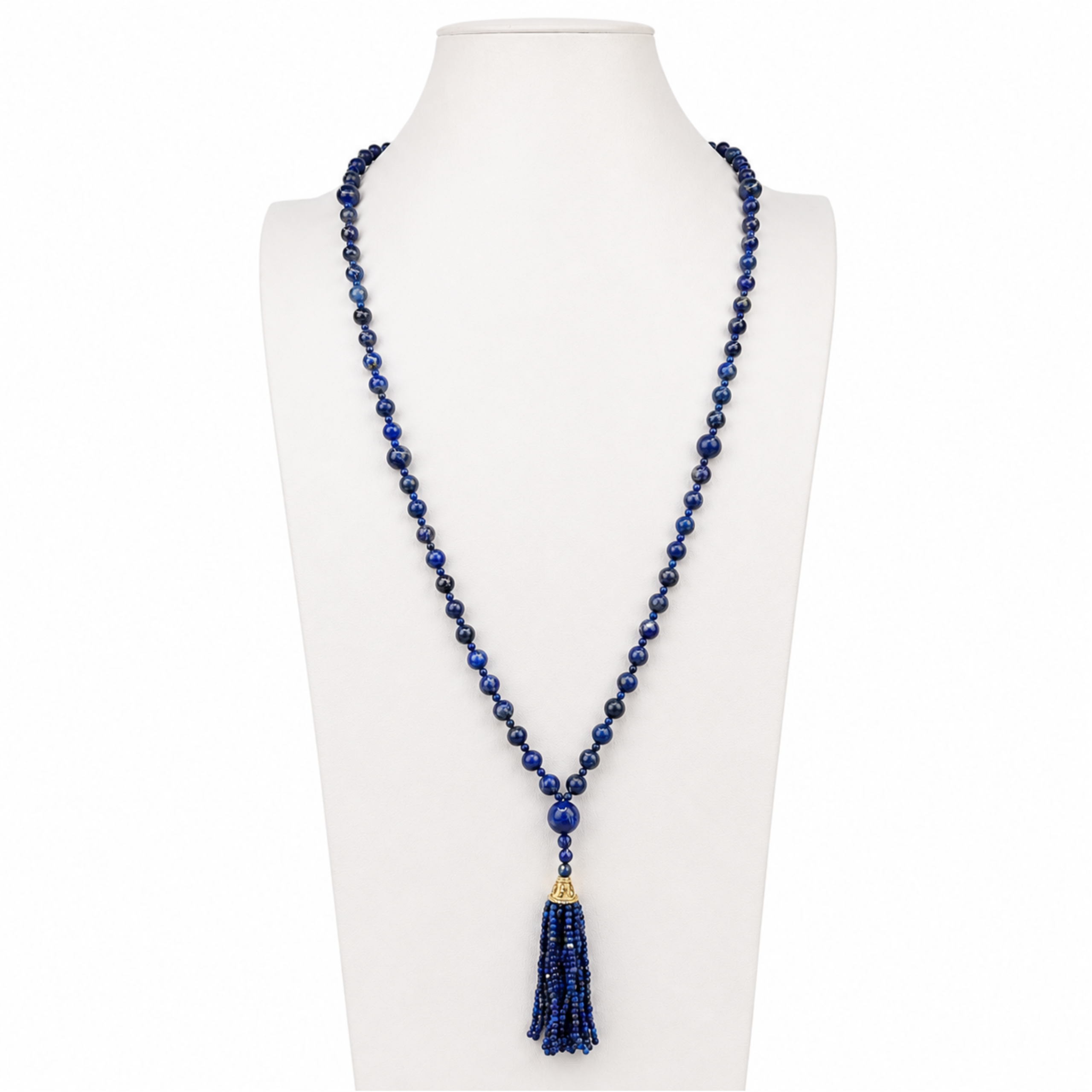 Semi Precious Lapis Lazuli Mala Necklace