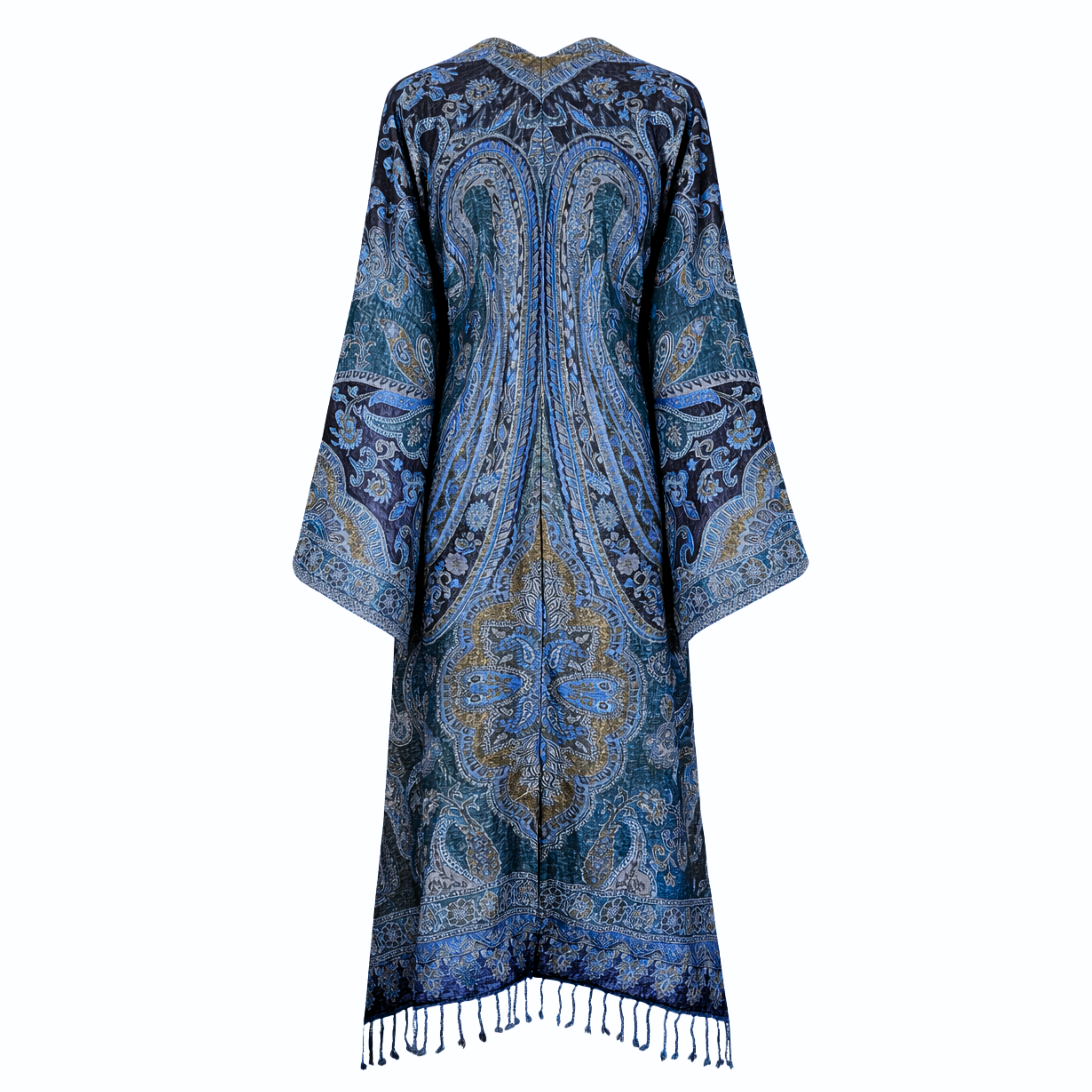 Pagani Blue Paisley Kimono Coat One of a Kind