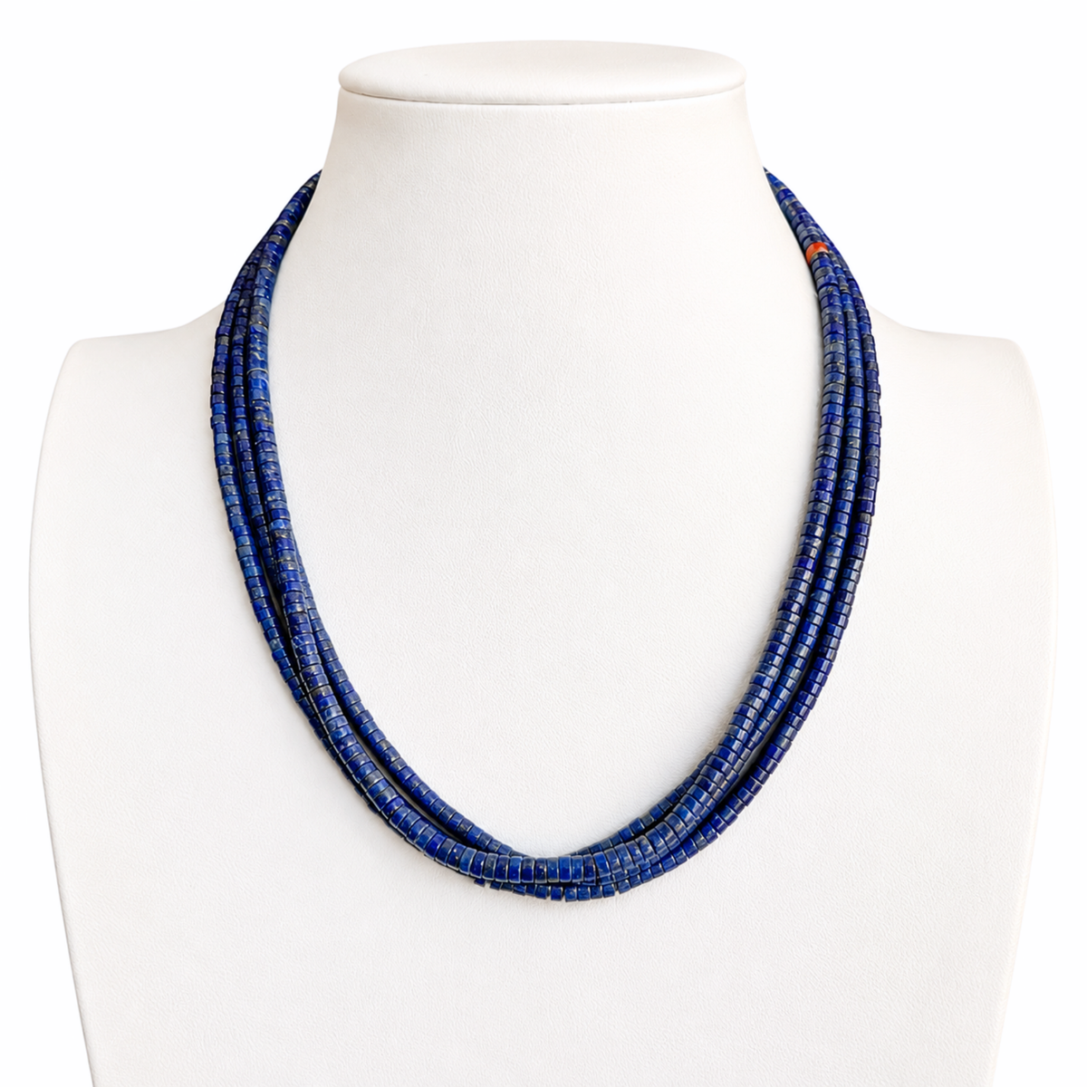 Exceptional Lapis and Heishi Three Strand Necklace Santo Domingo