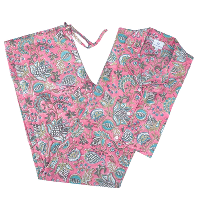 Farah Floral Pink Cotton Pajama Long Sleeve