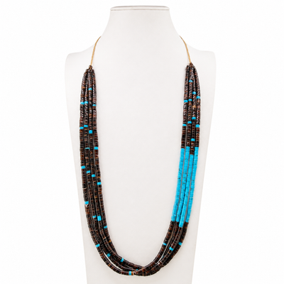 Turquoise and Tiger's Eye Santo Domingo Necklace Four Strands