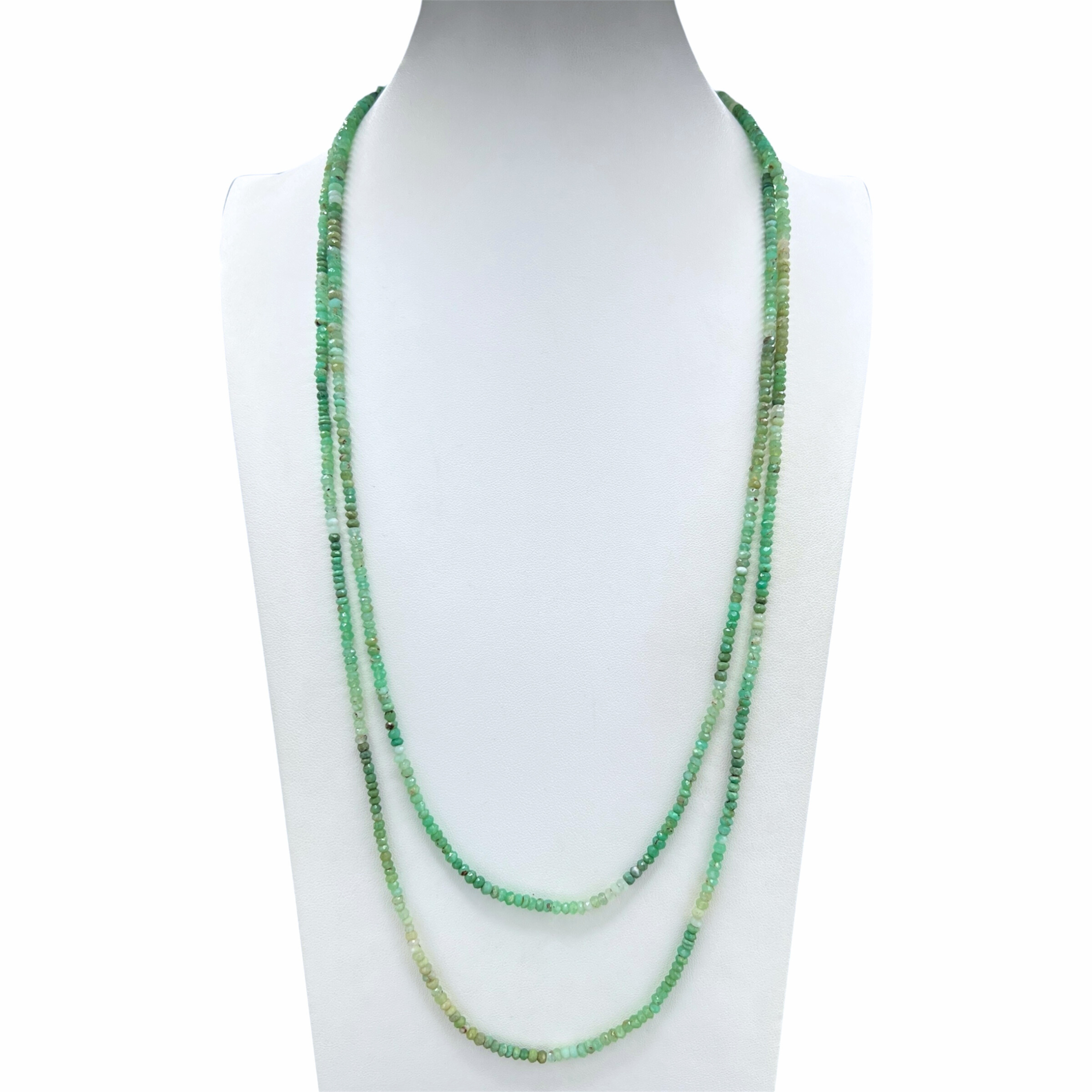 Faceted Chrysoprase Long Necklace