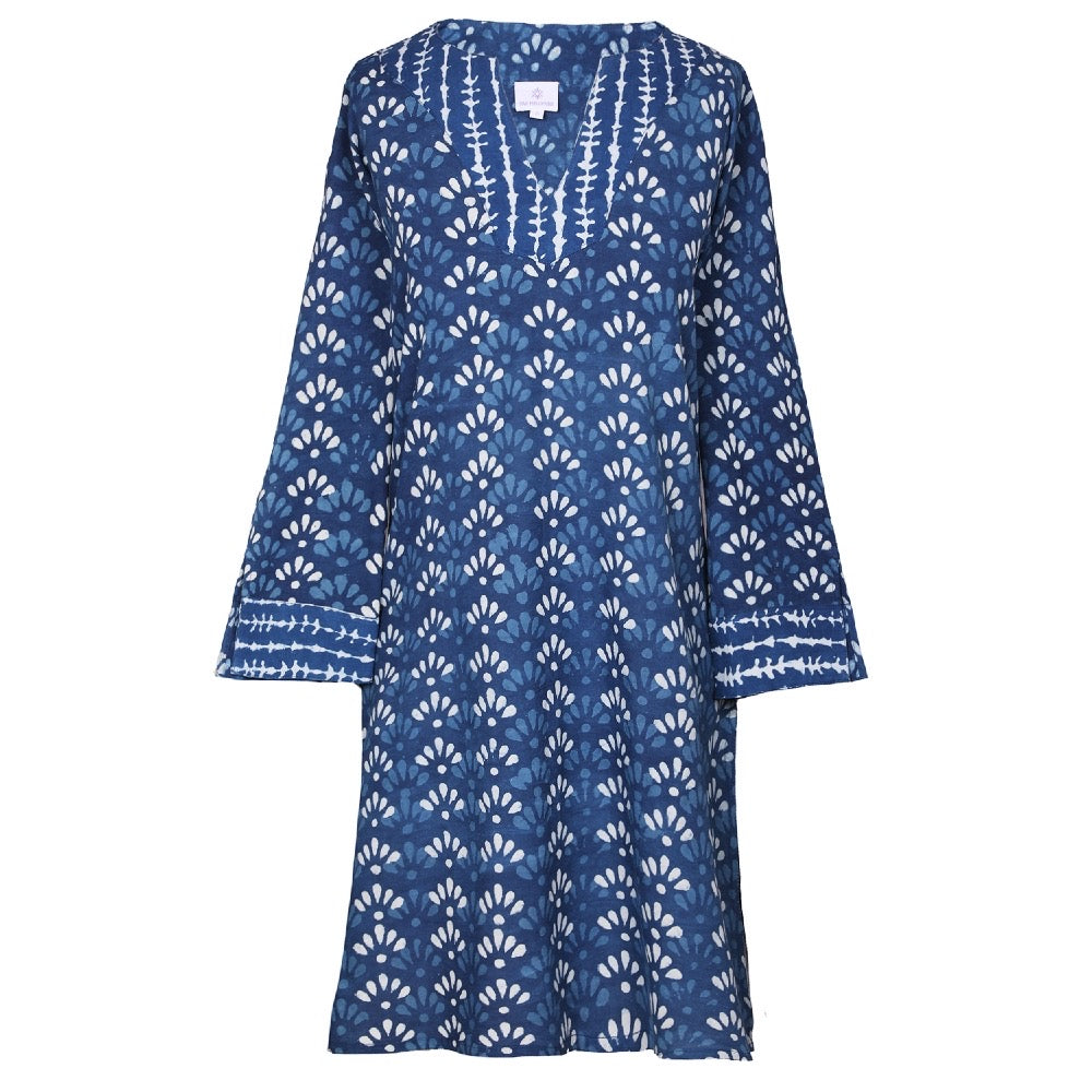 Mary Natural Indigo Dyed Block Printed Tunic