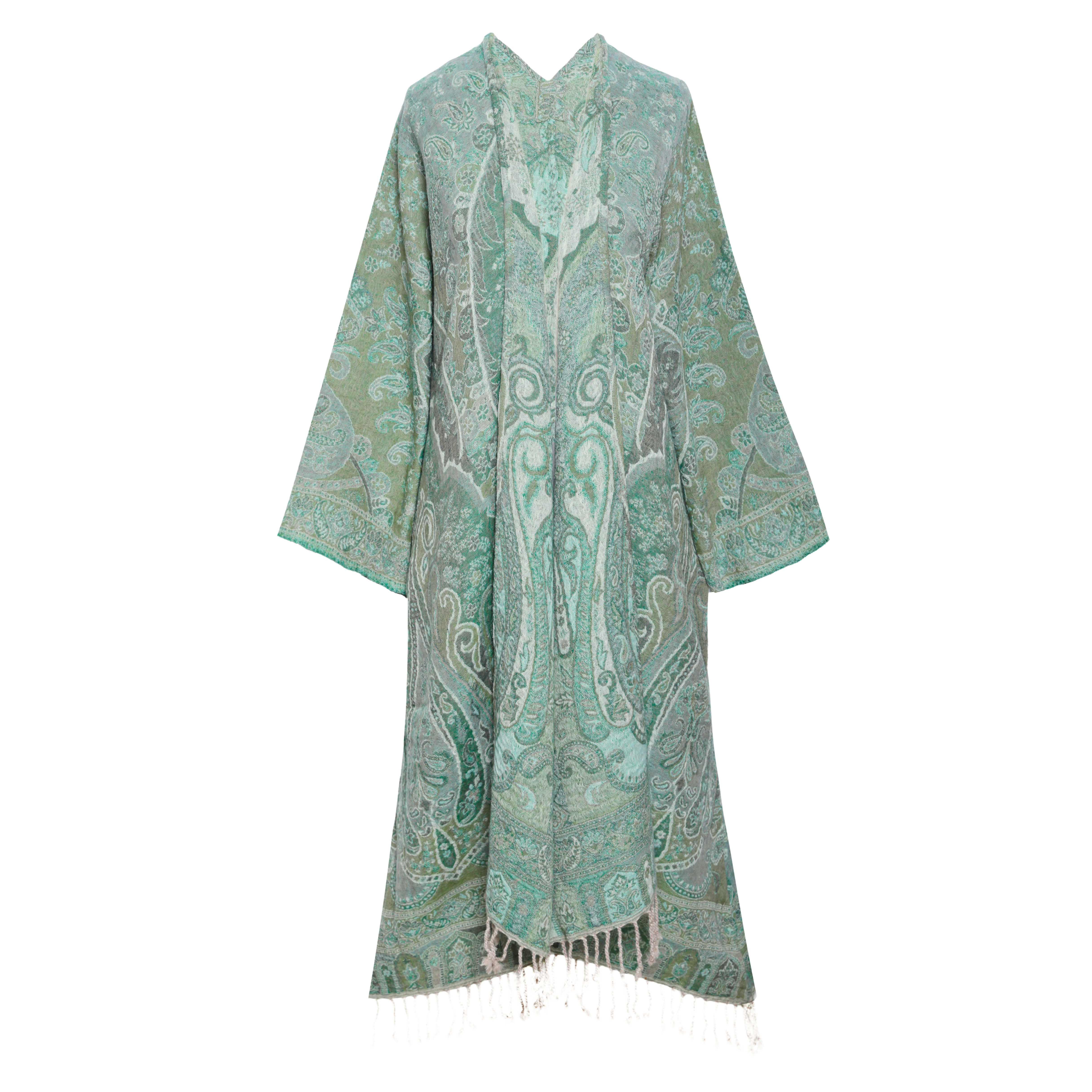 Hara Green Paisley Boiled Wool Kimono Coat