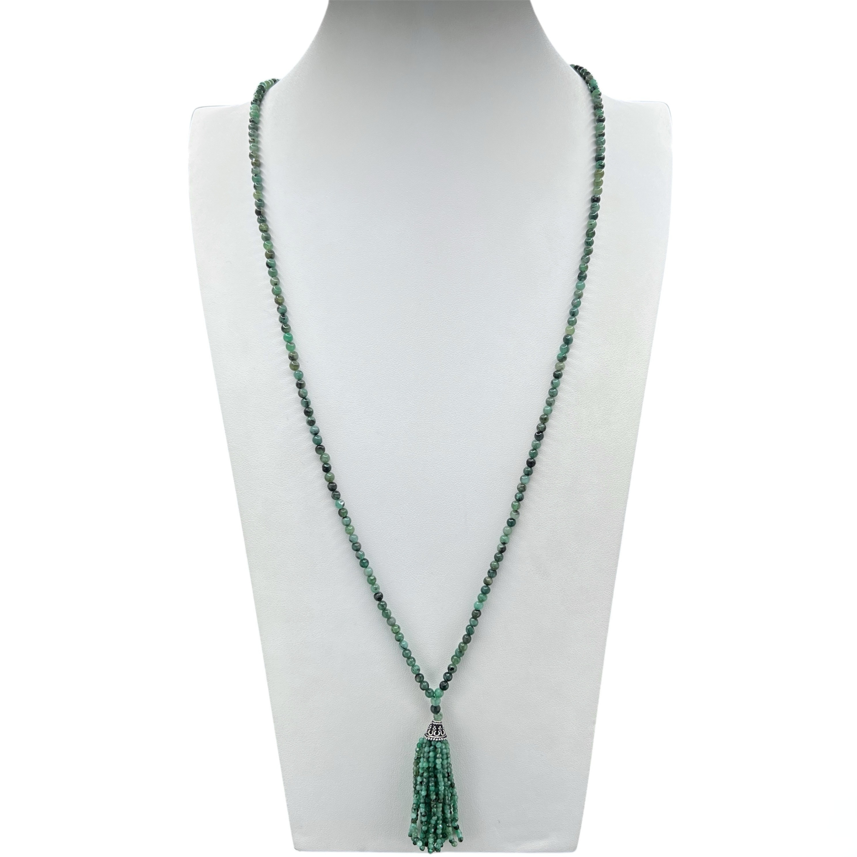 Unique Emerald Tassel Mala Necklace