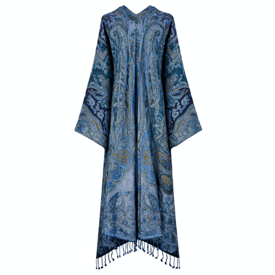 Pagani Blue Paisley Kimono Coat One of a Kind