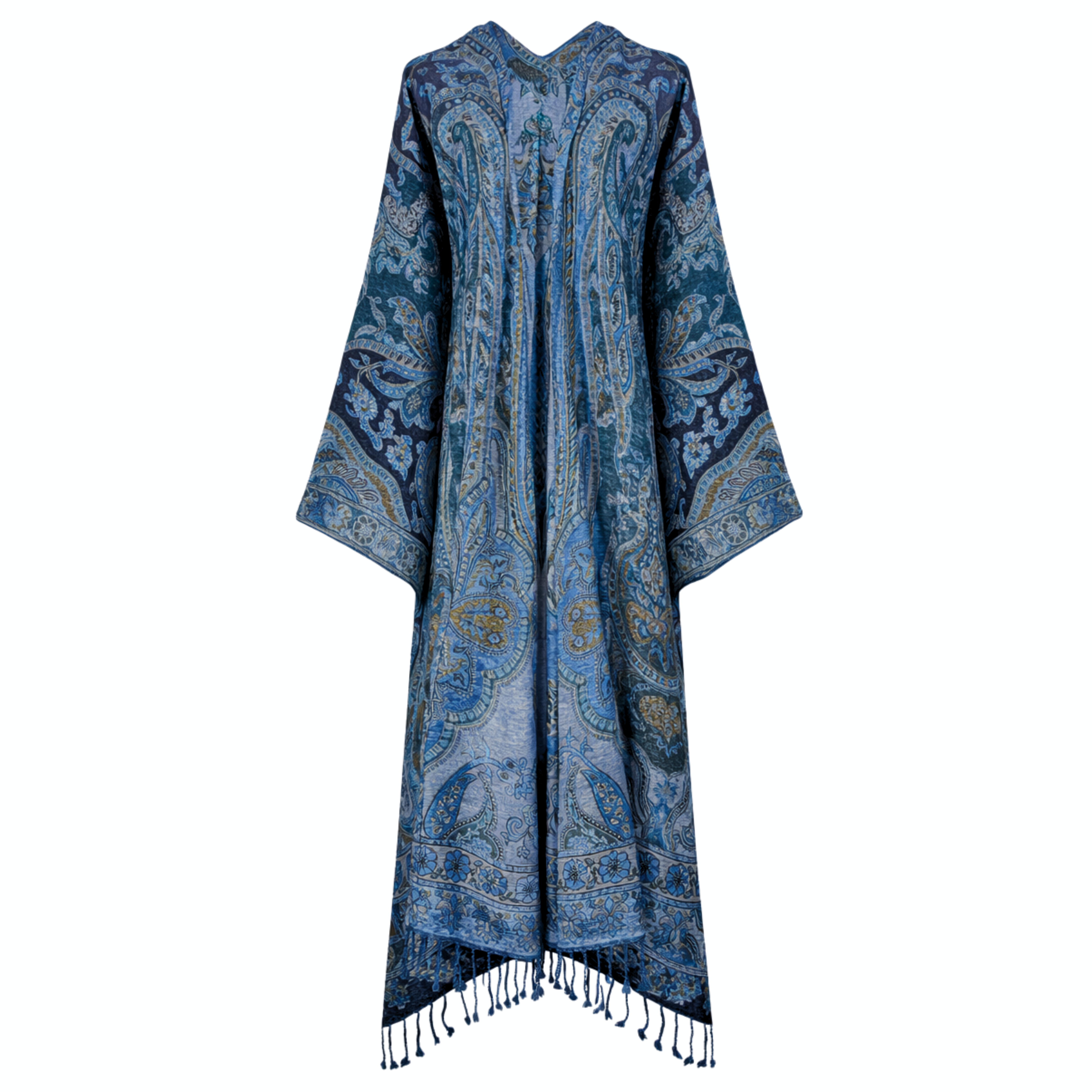 Pagani Blue Paisley Kimono Coat One of a Kind