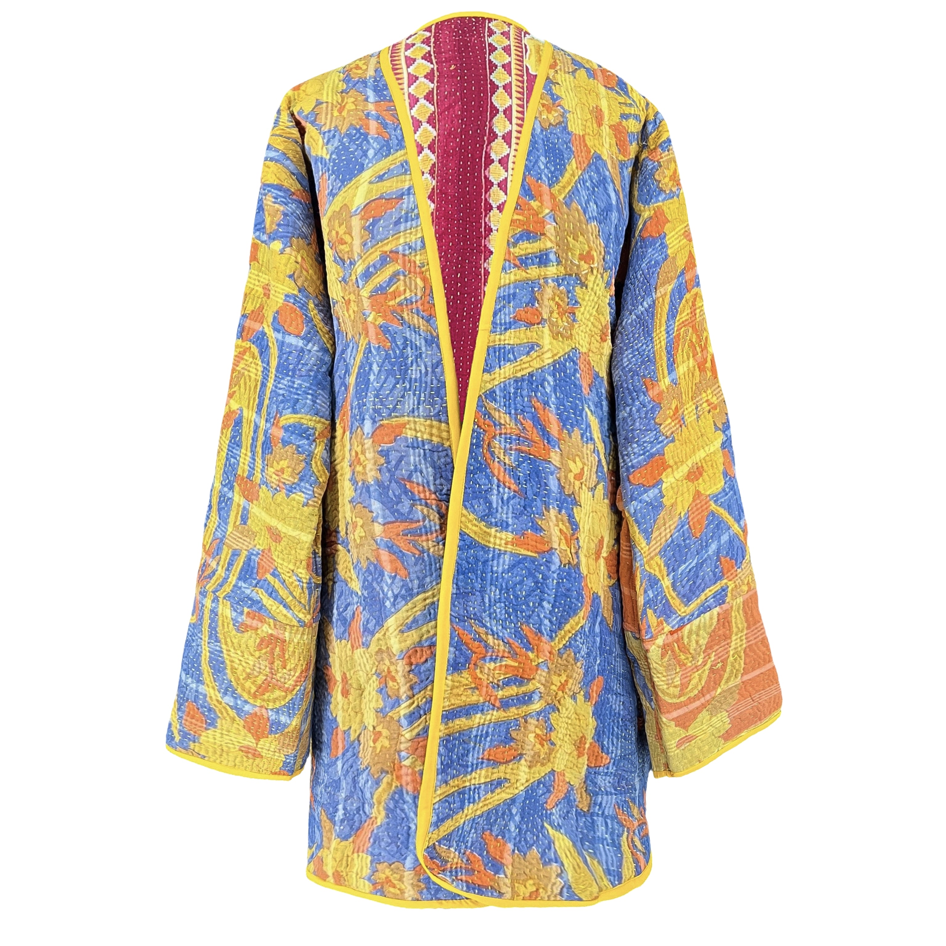 Peela Cotton Kantha Coat One of a Kind