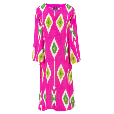 Tashkent Fuchsia Ikat Italian Silk Tunic