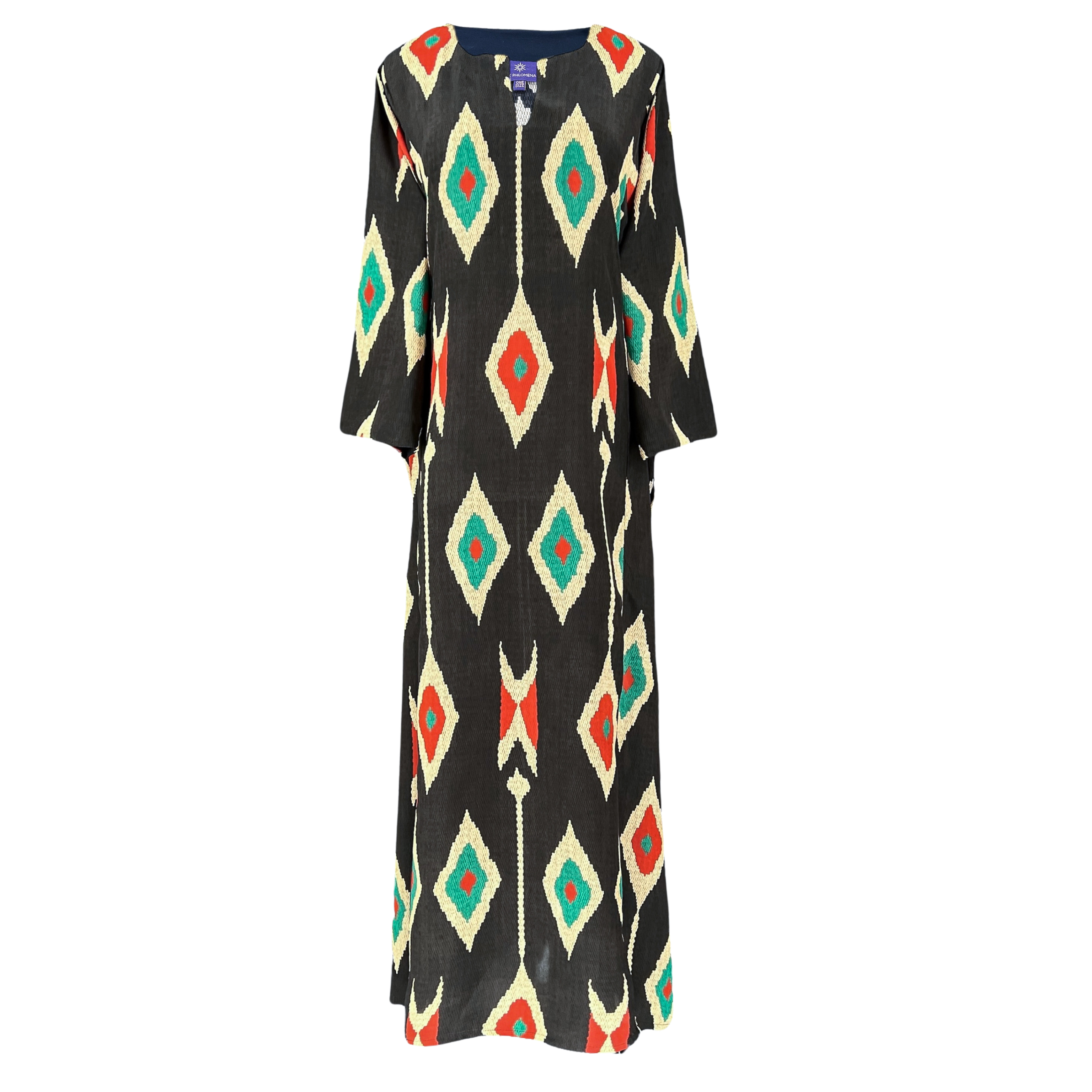 Tashkent Black Ikat Tunic Dress Italian Silk